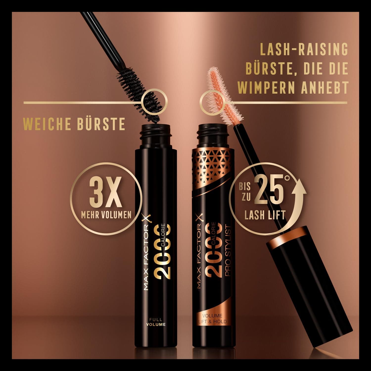 Max Factor 2000 Calorie Pro Stylist Skropstu Tuša, Melna, 9 ml