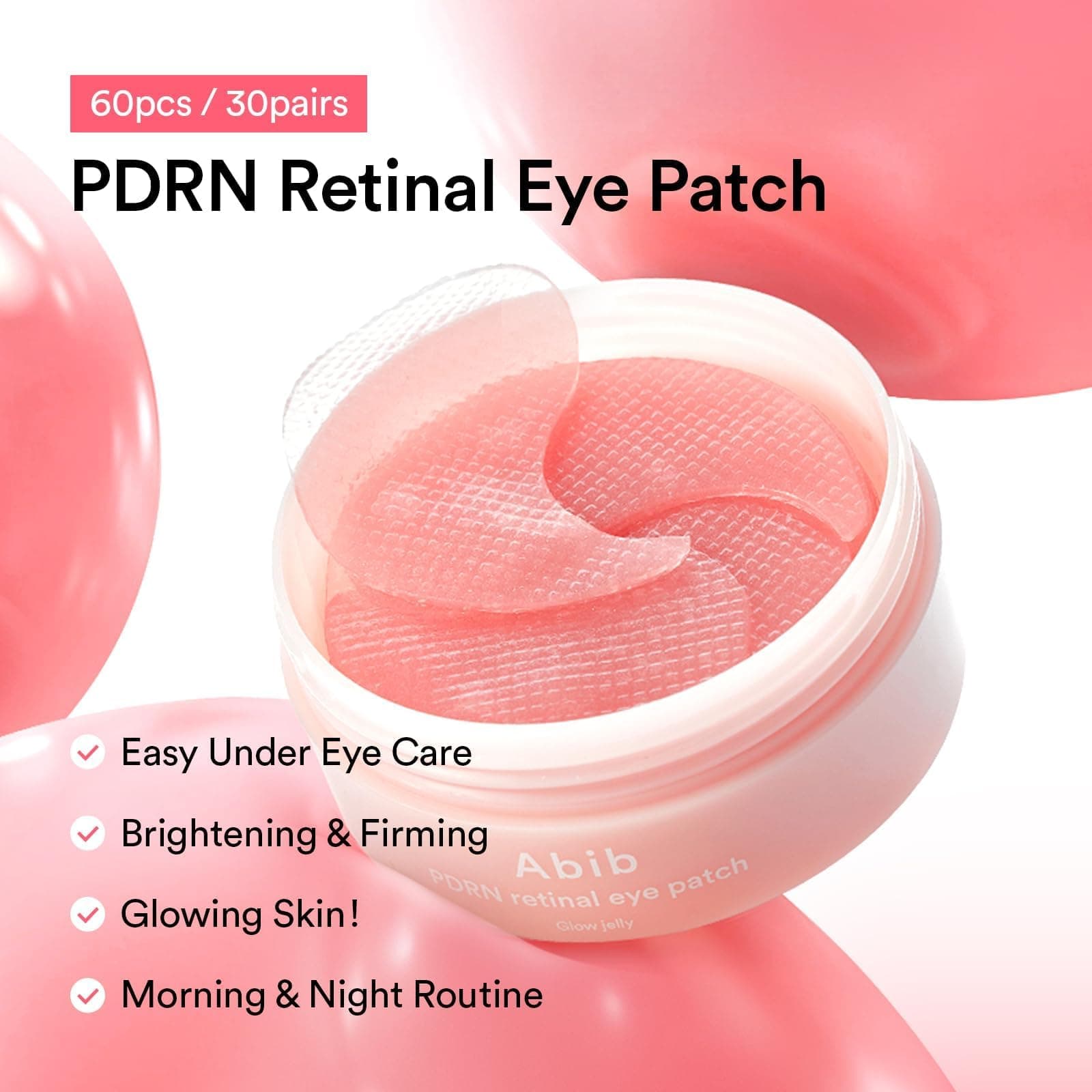 Abib PDRN Retinal Augenpatches für müde & geschwollene Augen mit Glow Jelly, Niacinamid, 60 Stück, Koreanische Hautpflege