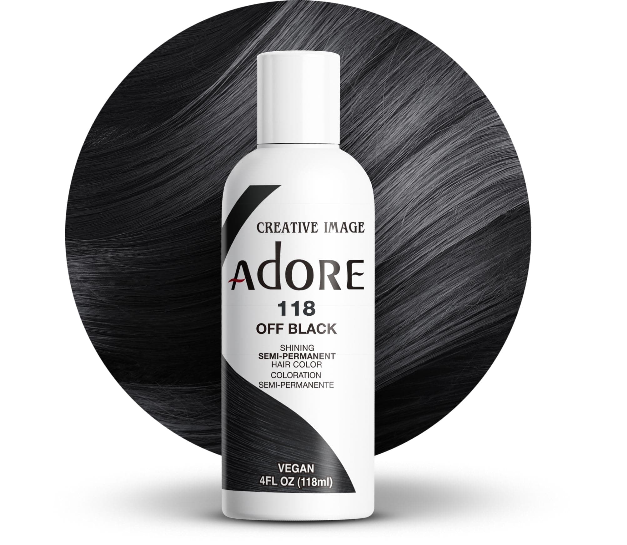 Adore leuchtendes semipermanente Haarfarbe - Off Schwarz - 118ml