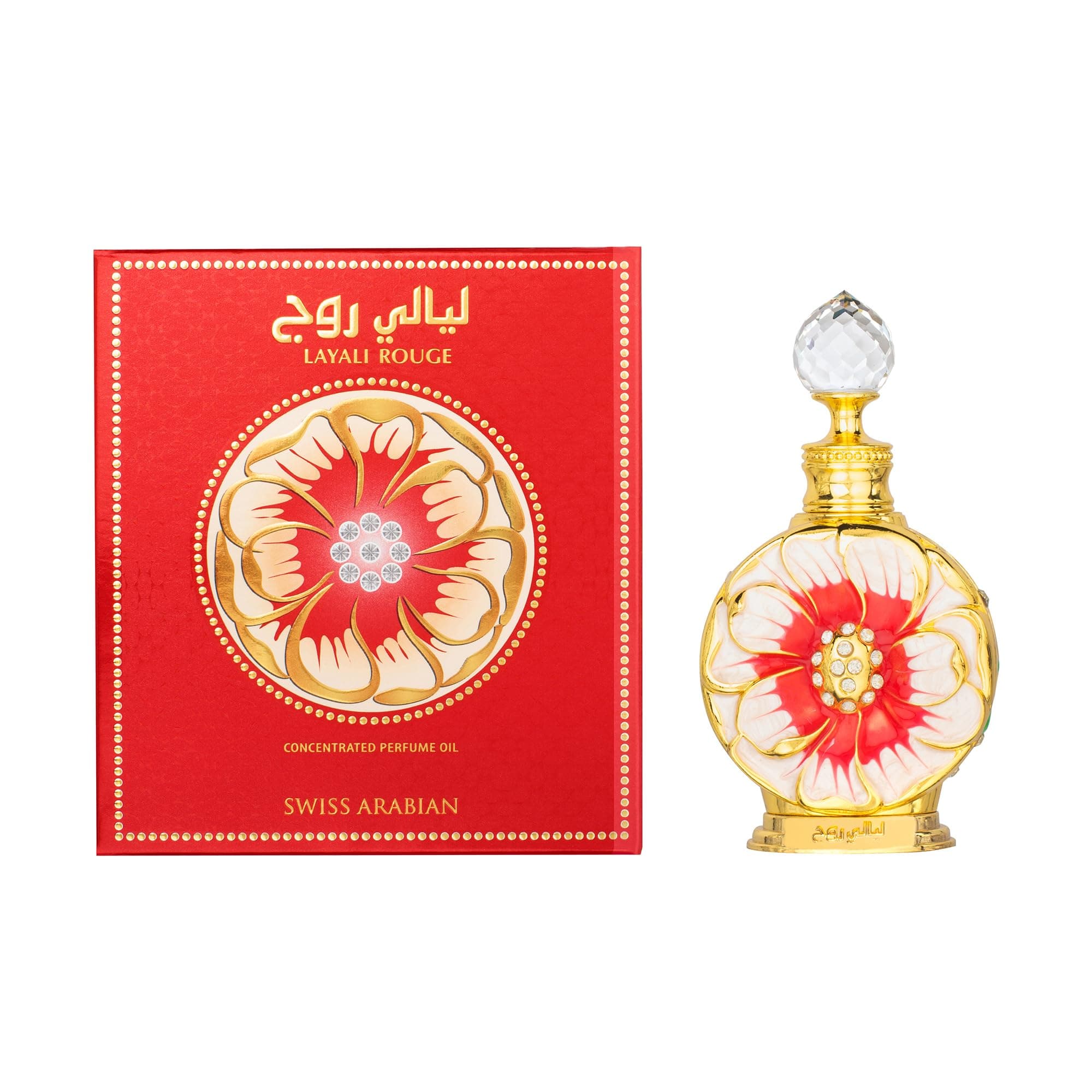 Swiss Arabian Layali Rouge Konzentriertes Parfümöil Unisex 15 ML – Ein Fruchtiger, Blumiger und Tropischer Cocktail aus Mango, Rose und Kokosnuss – Unwiderstehlicher Nachtduft