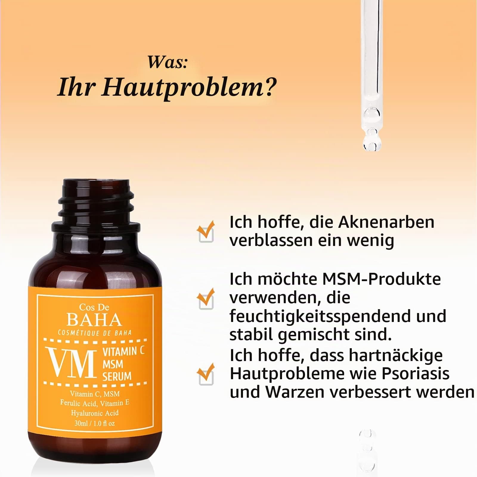 Cos De BAHA Vitamin C Facial Serum ar MSM 30ml