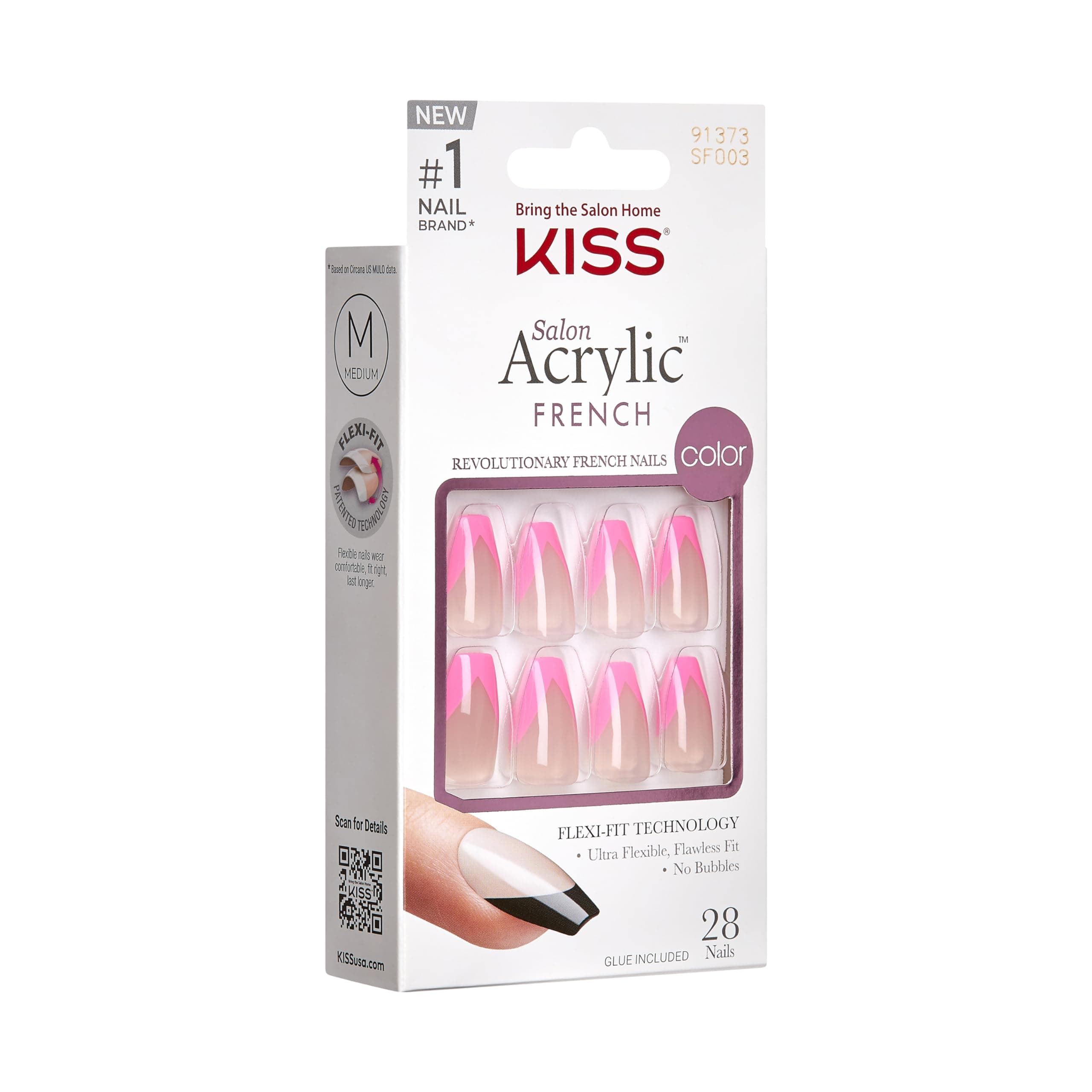 Acrylic Nude French Press-On Nails Kit - Squared Pink Kurze Kunstnägel, Dual Form Gel, Nagelaufbau-Effekt, komplettes Set mit Kleber für künstliche Nägel und Tips aus Gel Maniküre