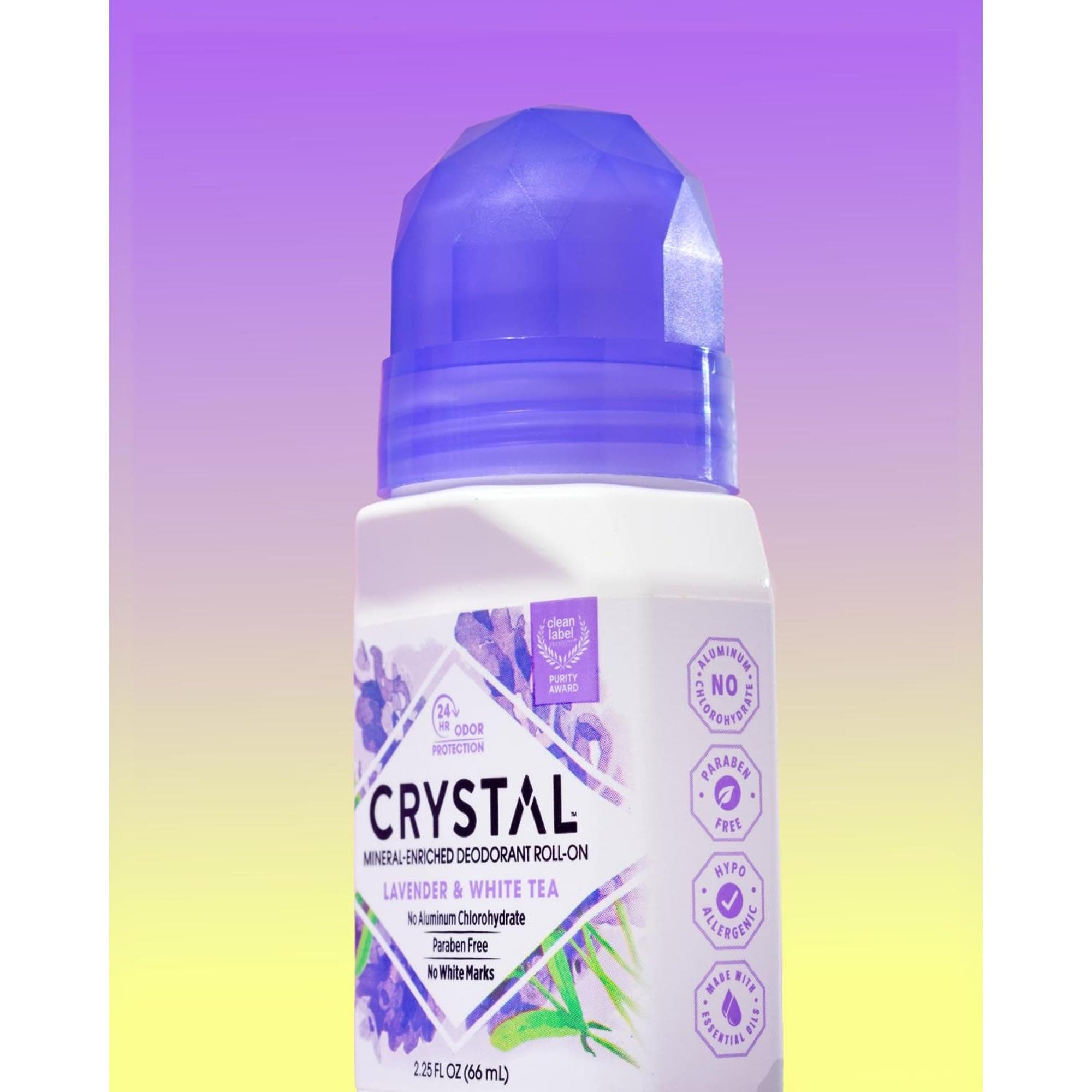 Crystal Essence Deodorant Roll-On, Lavendel und weißer Tee, 75 ml