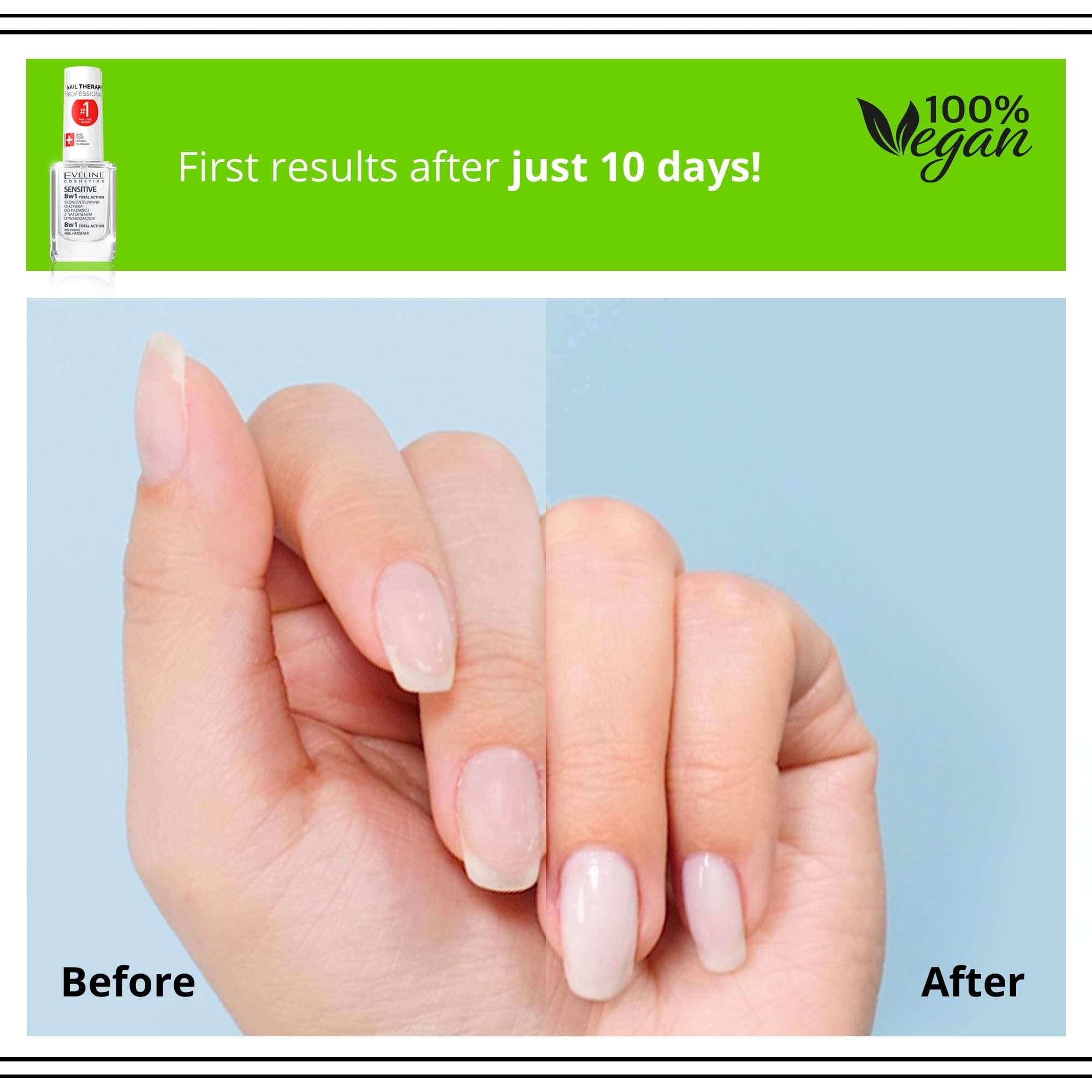 Eveline Cosmetics Nail Therapy Professional 8in1 Total Action Sensitive nagu stiprinātājs