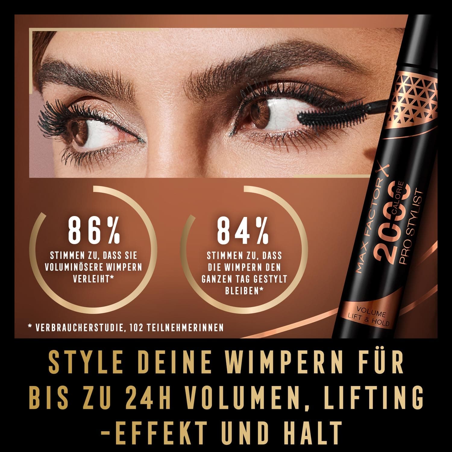 Max Factor 2000 Calorie Pro Stylist Skropstu Tuša, Melna, 9 ml