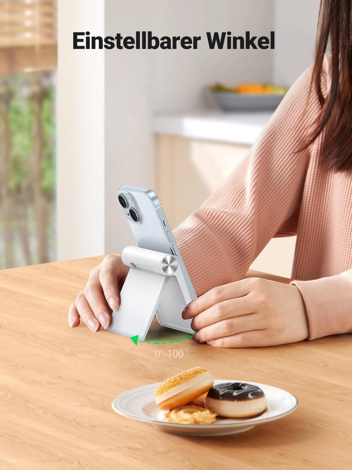 UGREEN Handyhalterung Tisch Tragbarer Handyständer bis 7,9 Zoll (Weiß)