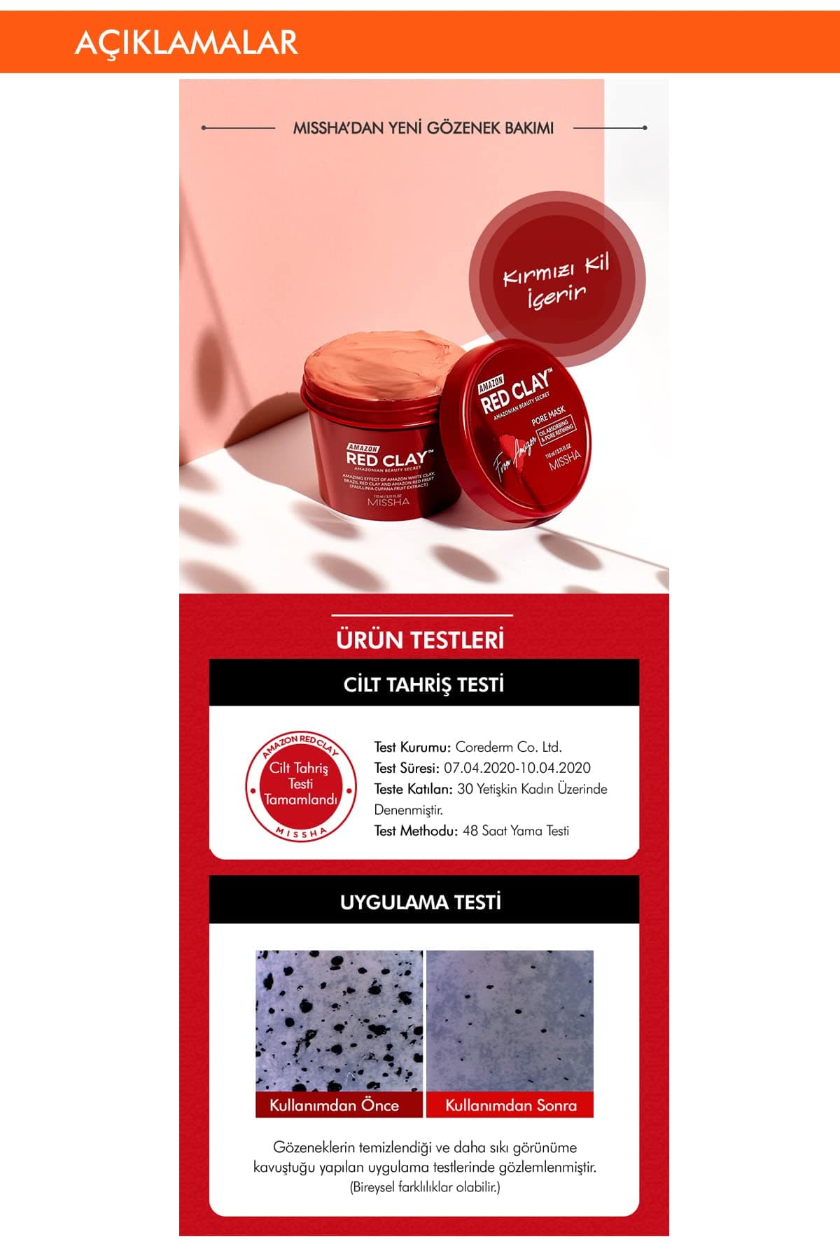 MISSHA Amazon Red Clay™ Poru attīrošā maska
