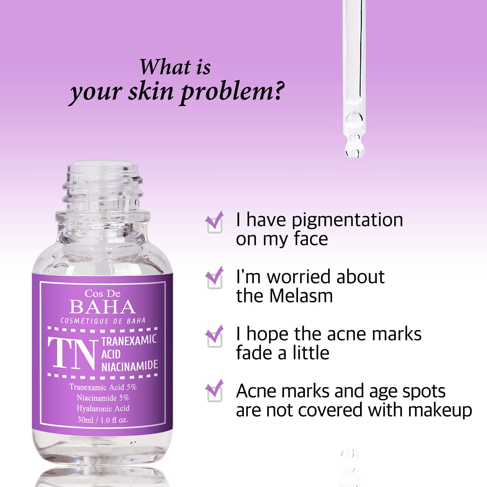 Cos De BAHA Tranexamic Acid 5% Serum ar Niacinamide 5%