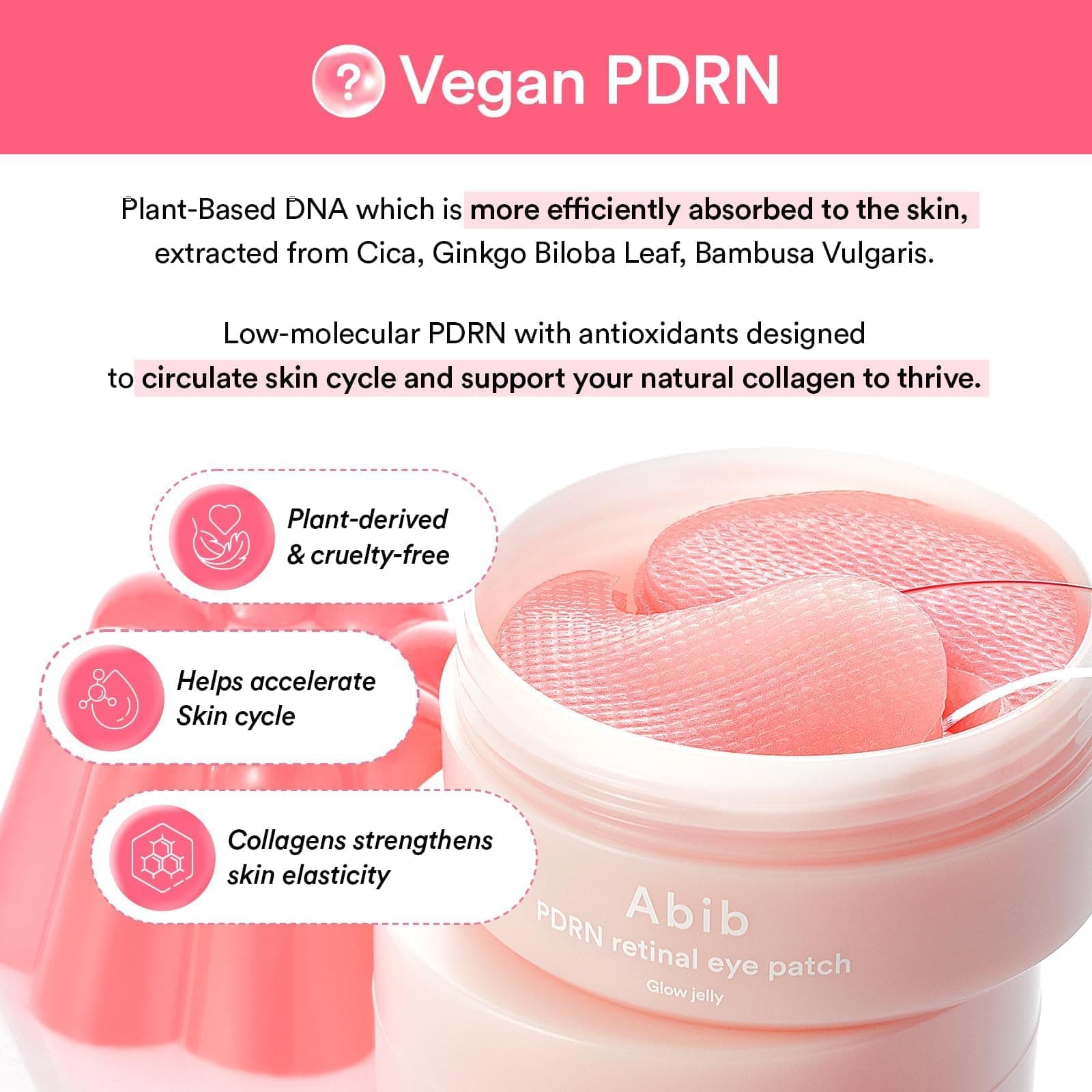 Abib PDRN Retinal Augenpatches für müde & geschwollene Augen mit Glow Jelly, Niacinamid, 60 Stück, Koreanische Hautpflege