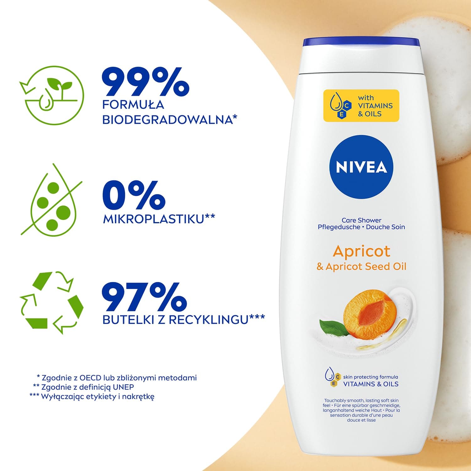 NIVEA Dušas želeja Aprikožu un aprikožu kauliņu eļļa 500 ml