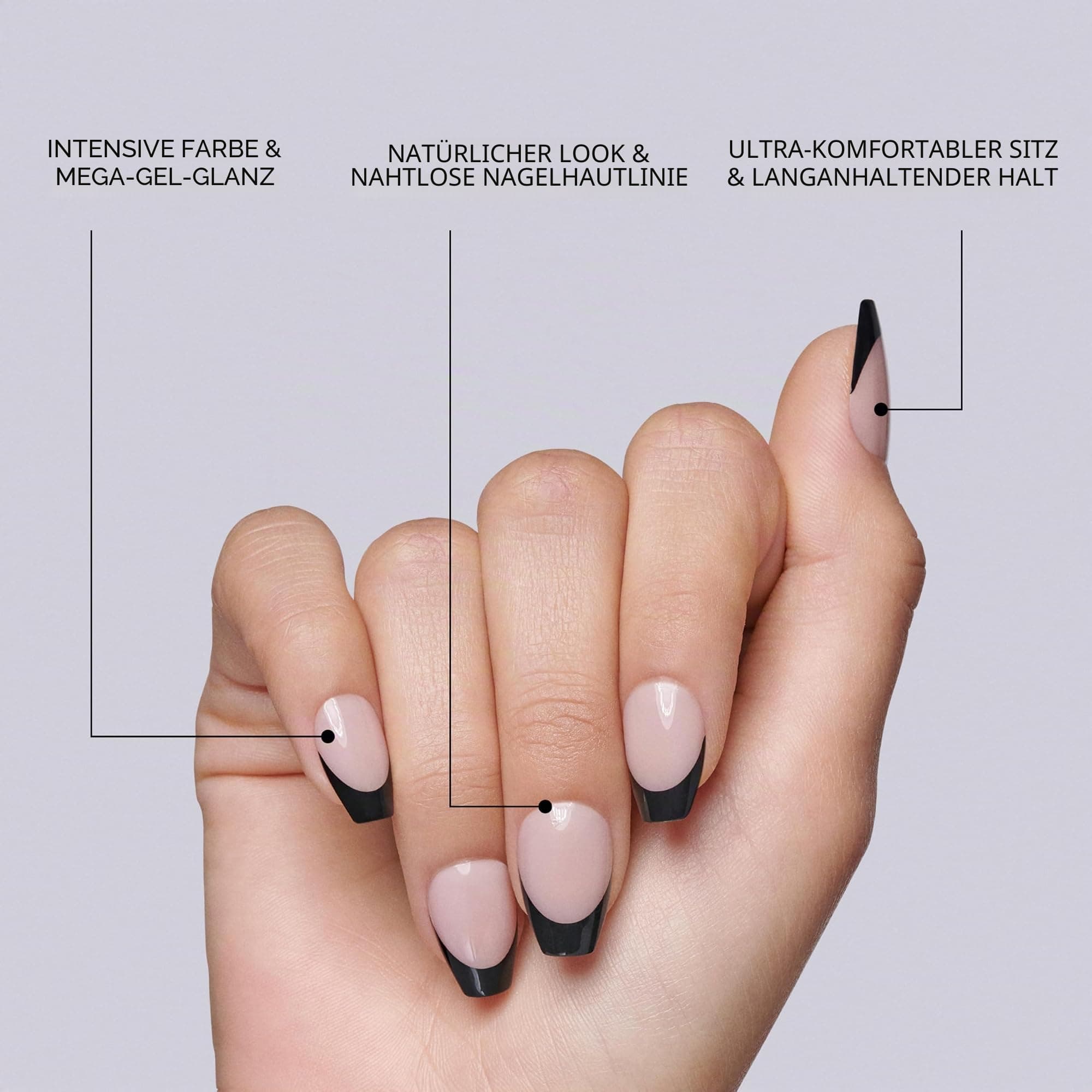 Acrylic Nude French Press-On Nails Kit - Squared Pink Kurze Kunstnägel, Dual Form Gel, Nagelaufbau-Effekt, komplettes Set mit Kleber für künstliche Nägel und Tips aus Gel Maniküre