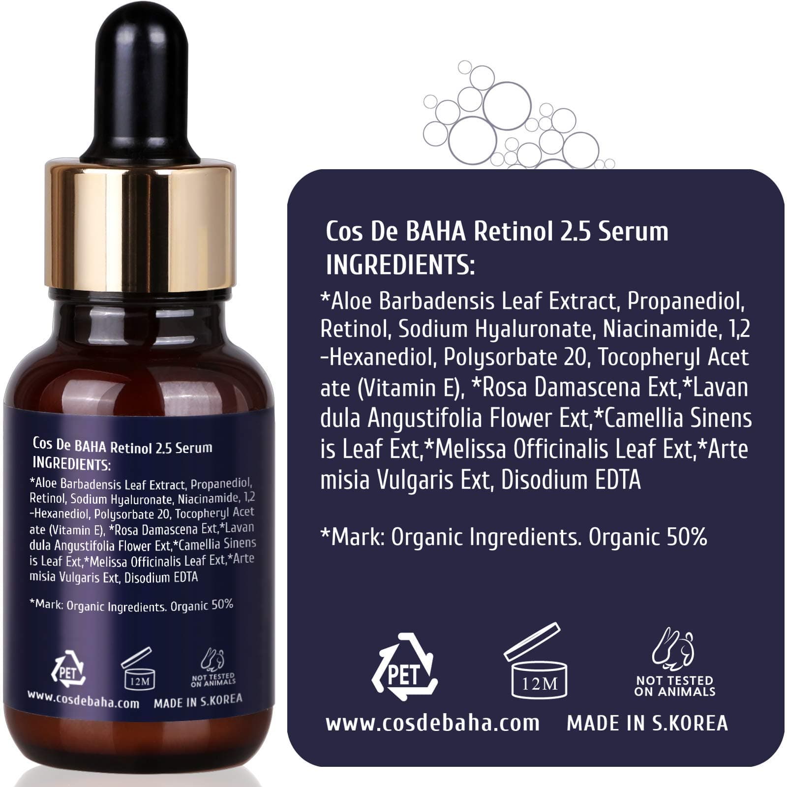 Cos De BAHA Retinol Serums 2,5% ar E vitamīnu