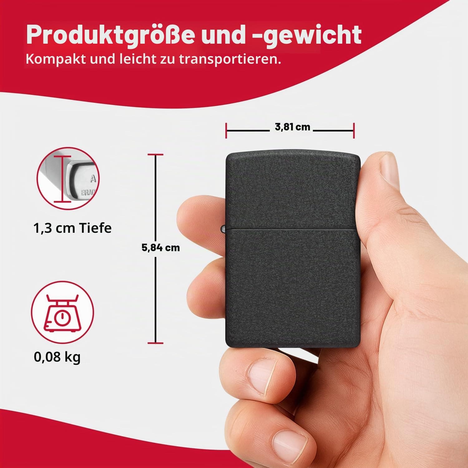 Zippo Sturmfeuerzeug - Black Crackle, Base Model - Nachfüllbar - Wiederverwendbar - Windfestes Design - Geschenkbox - Made in USA