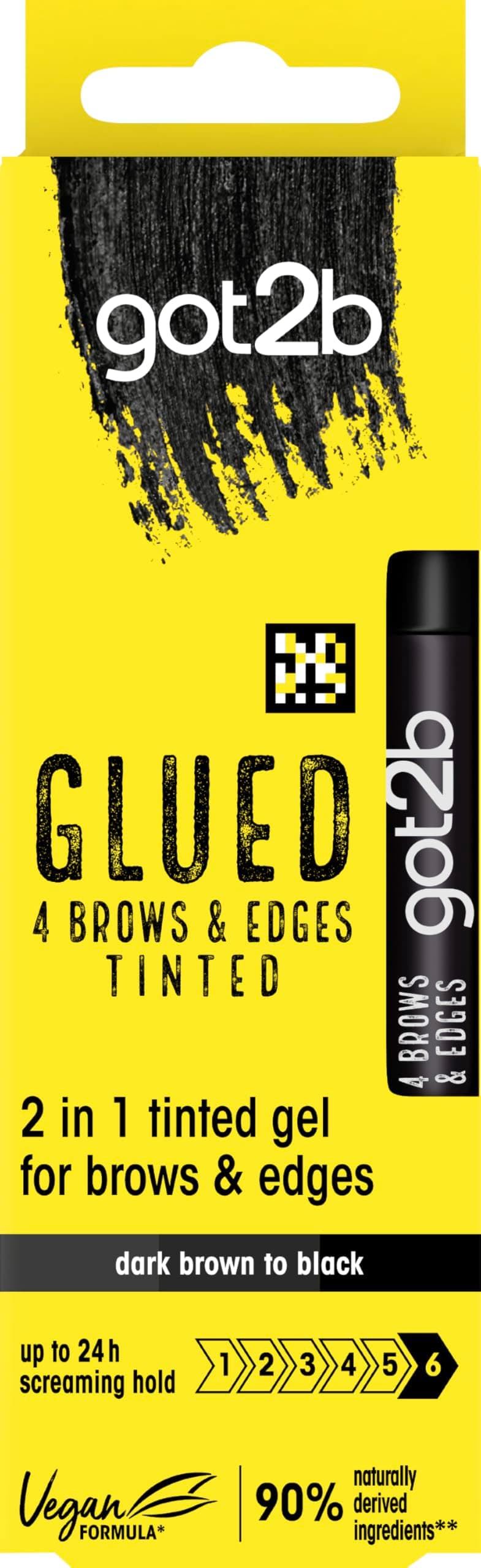 got2b Glued 4 Brows & Edges Tonējoš 2-in-1 gēls 16 ml Tumši brūns līdz melns