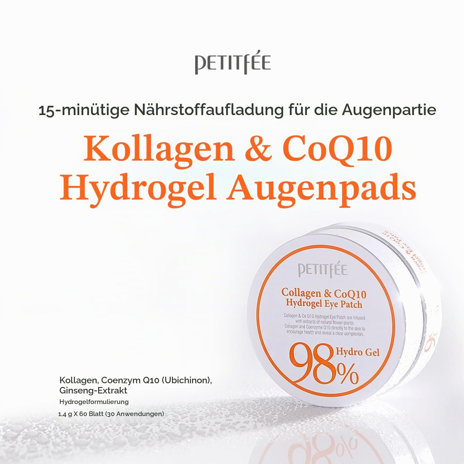 Petitfee 98% Hydro Gel Collagène & CoQ10 Hydrogel Eye Patch