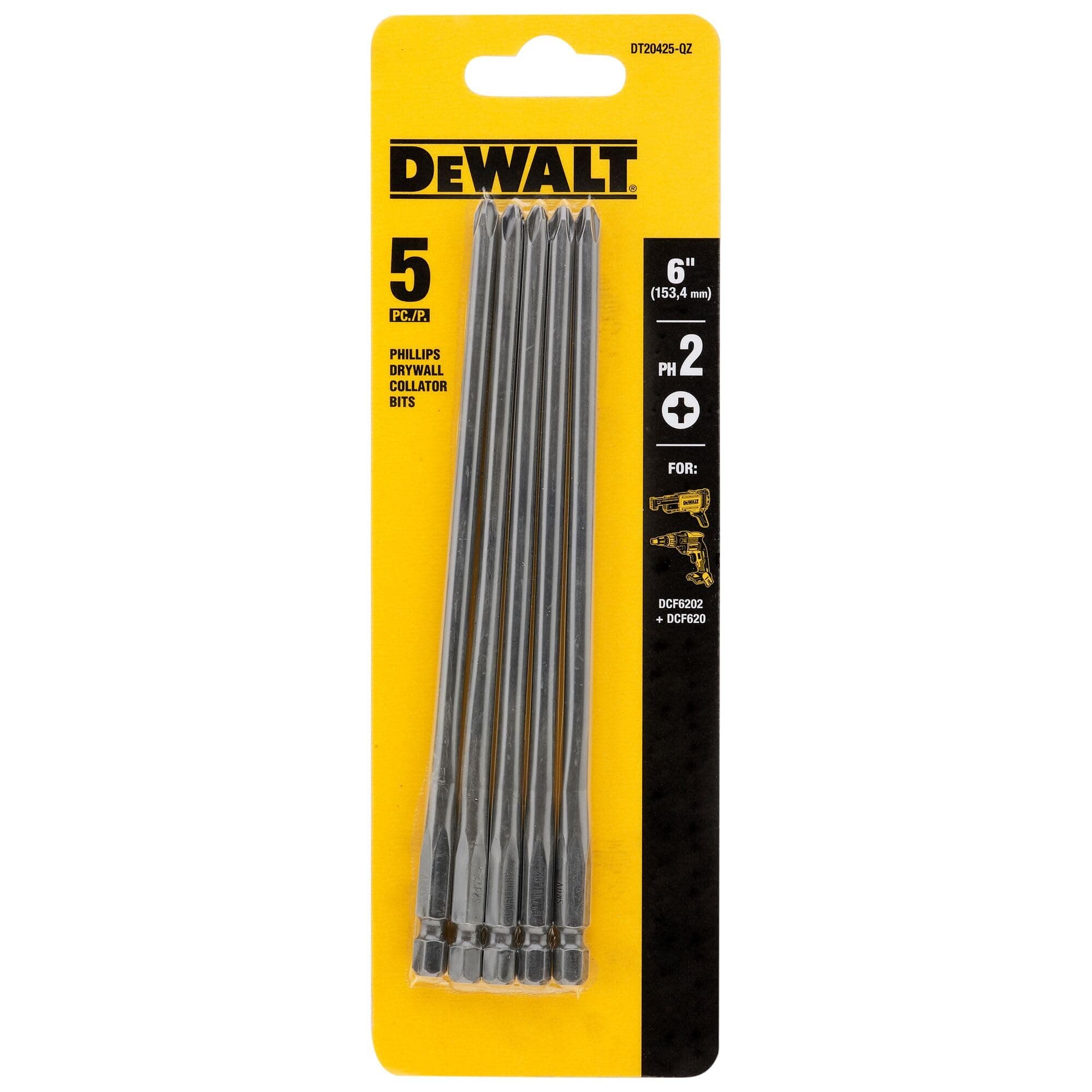 DEWALT Trockenbauschrauber-Bits PH2 153,4mm 5er-Pack, DT20425-QZ