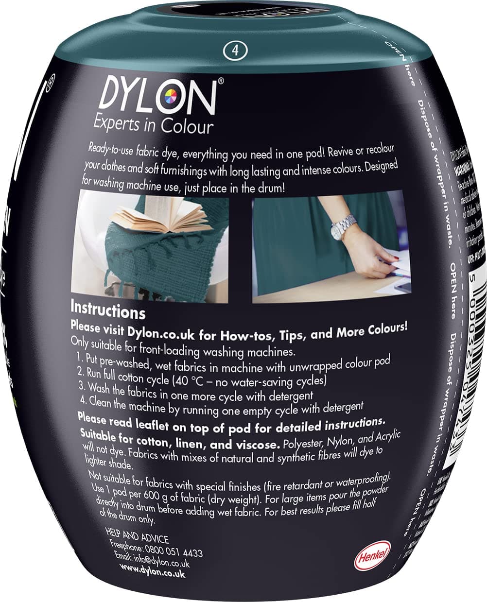 Dylon Dye Pods Tekstilkrāsa veļasmašīnai, Smaragda