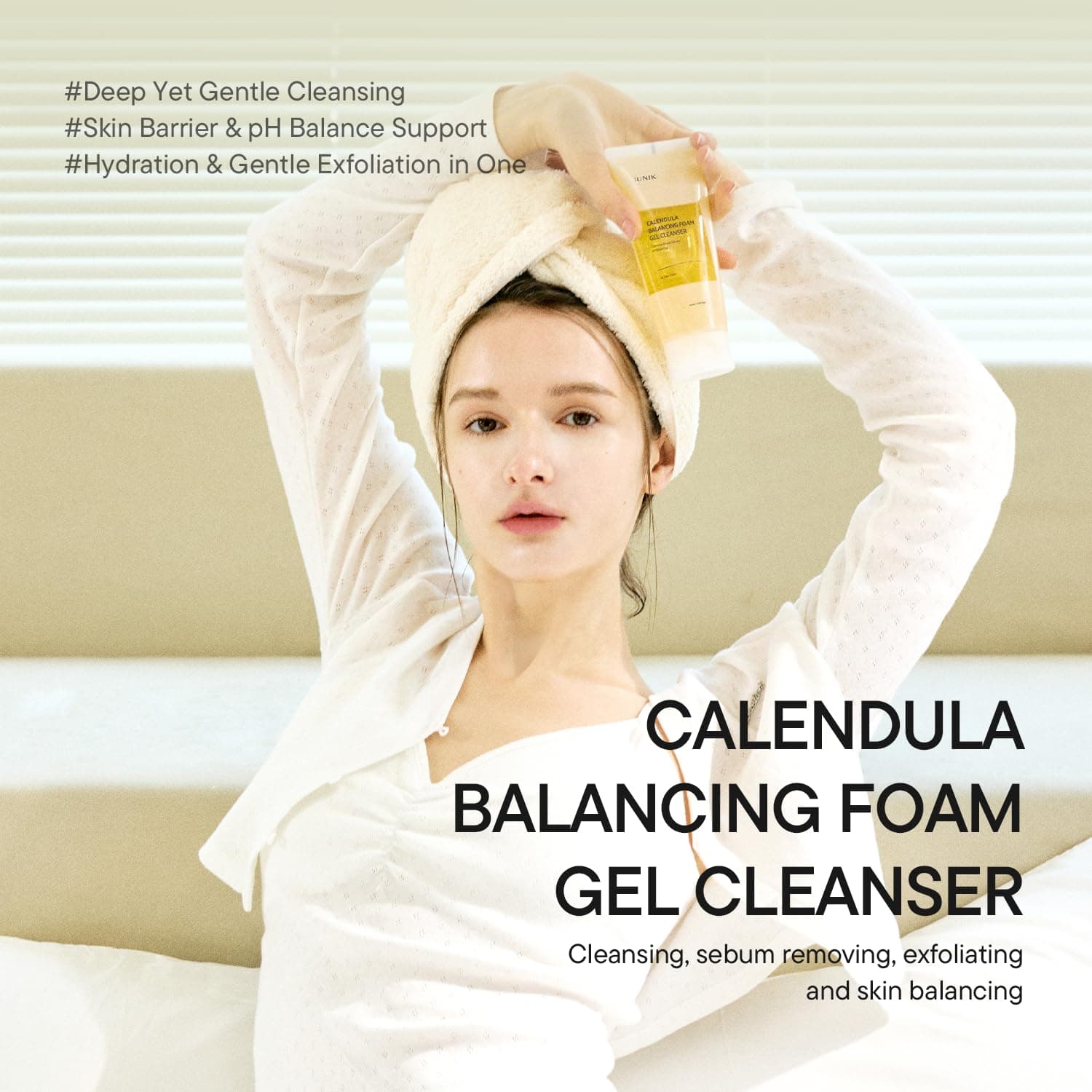 iUNIK Calendula Balancing Foam Gel Cleanser, 150 ml