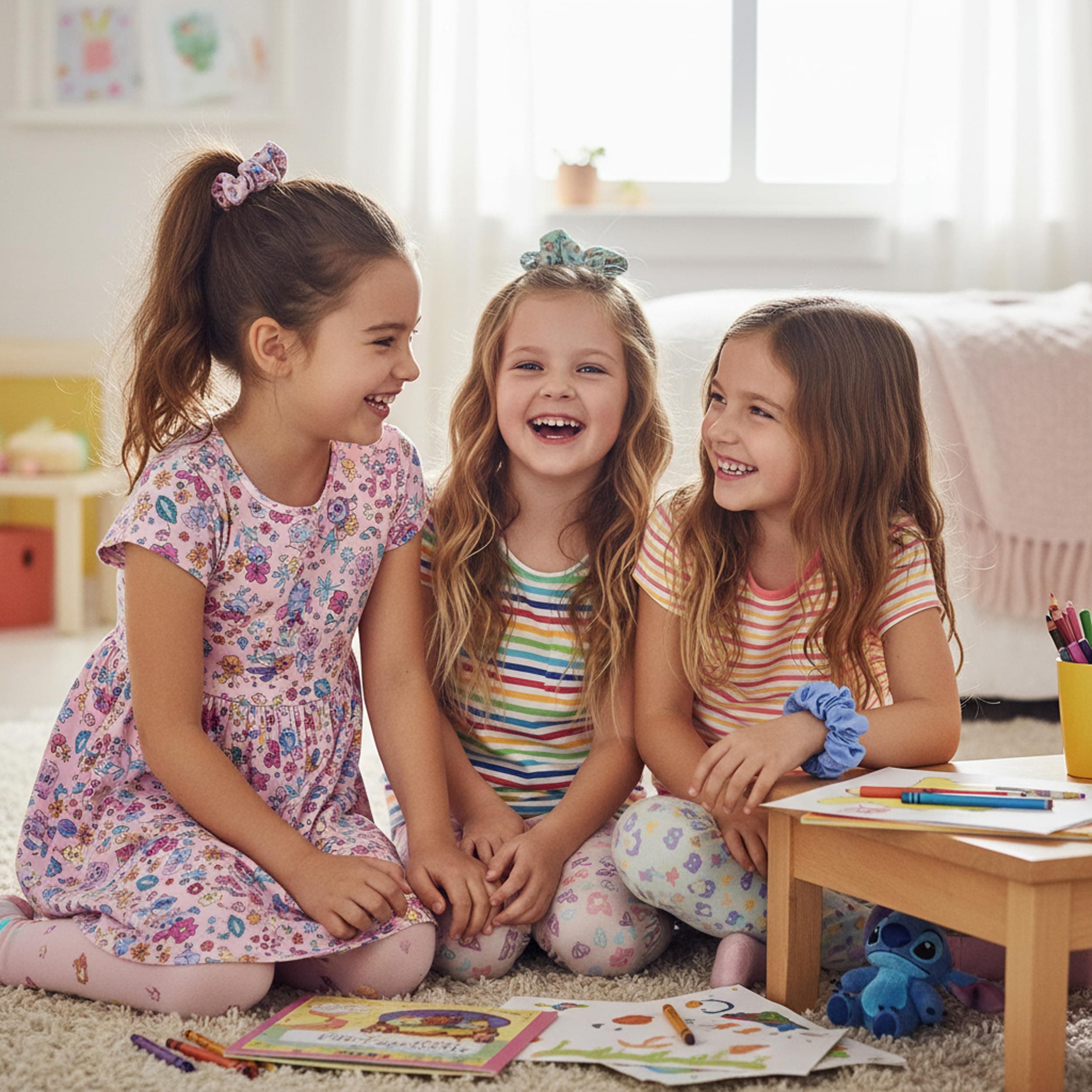 Disney Stitch Haargummis für Mädchen und Frauen, rutschfester und weicher Pferdeschwanzhalter - 3 Haargummis Set (2 bedruckt, 1 einfarbig)
