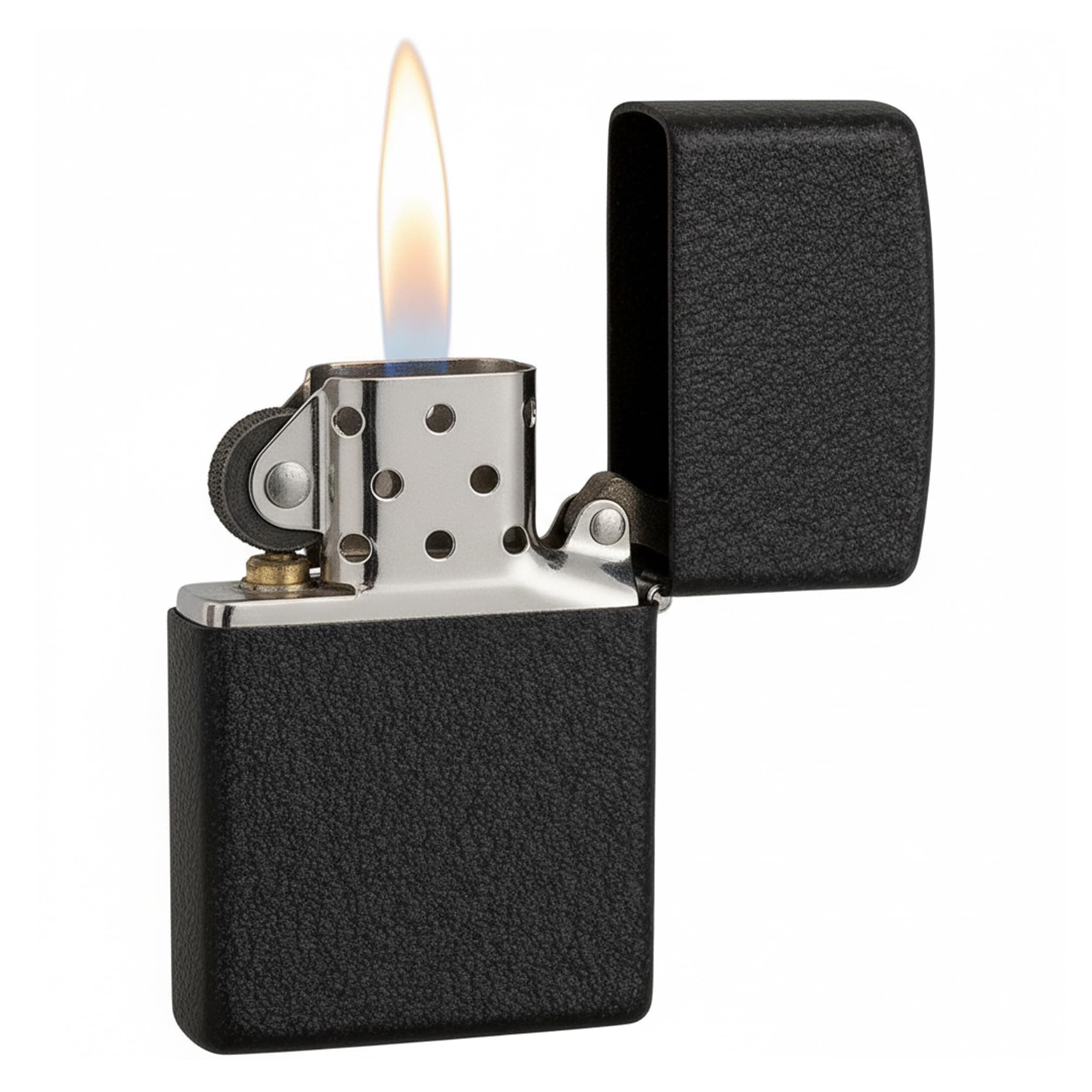 Zippo Sturmfeuerzeug - Black Crackle, Base Model - Nachfüllbar - Wiederverwendbar - Windfestes Design - Geschenkbox - Made in USA