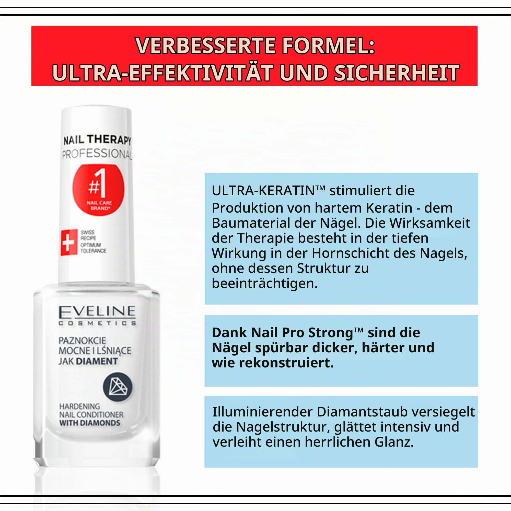 Eveline Cosmetics Nail Therapy Professional Nagu Līdzeklis ar Dimantiem