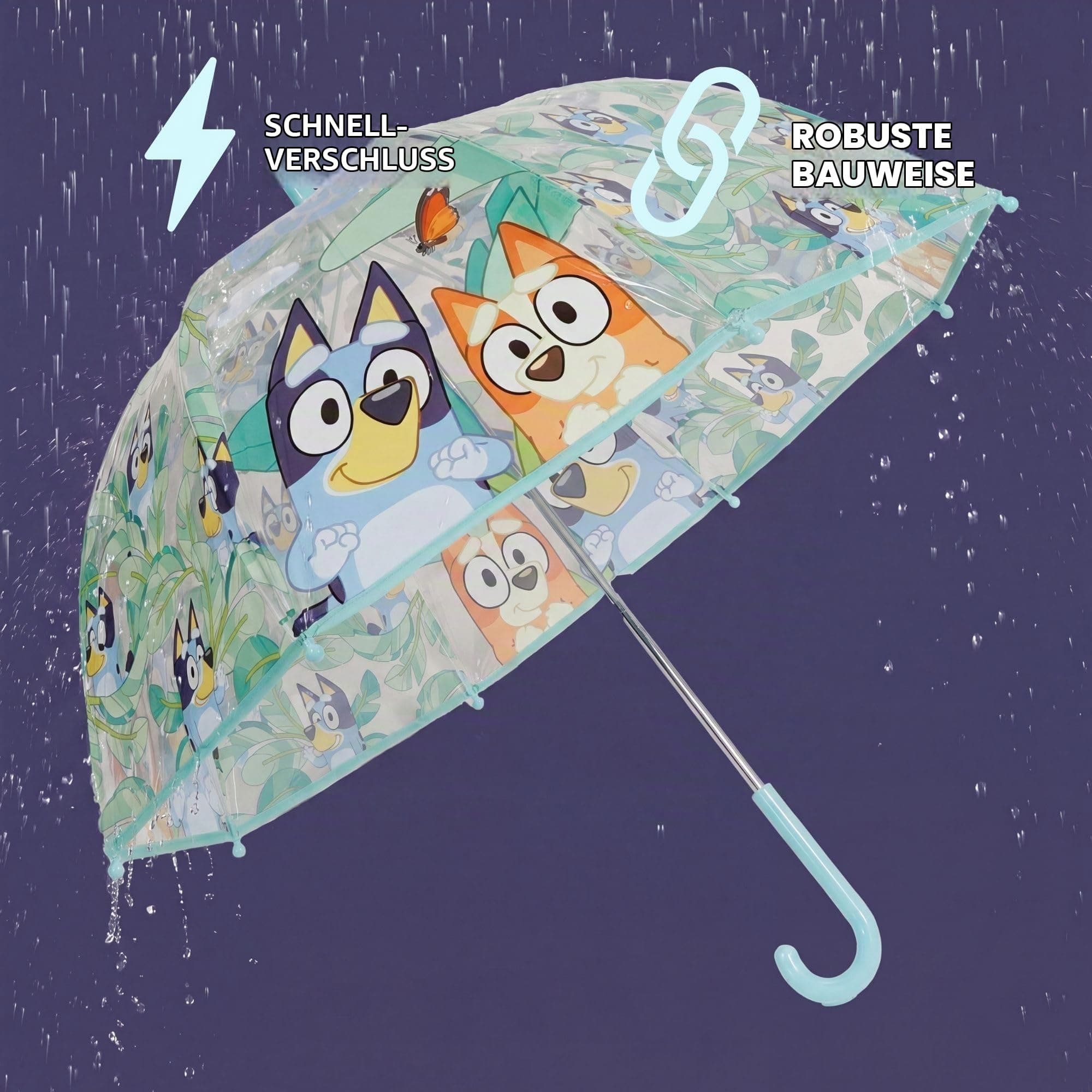 Kids Licensing Caurspīdīgs lietussargs bērniem, Bluey, 46 cm