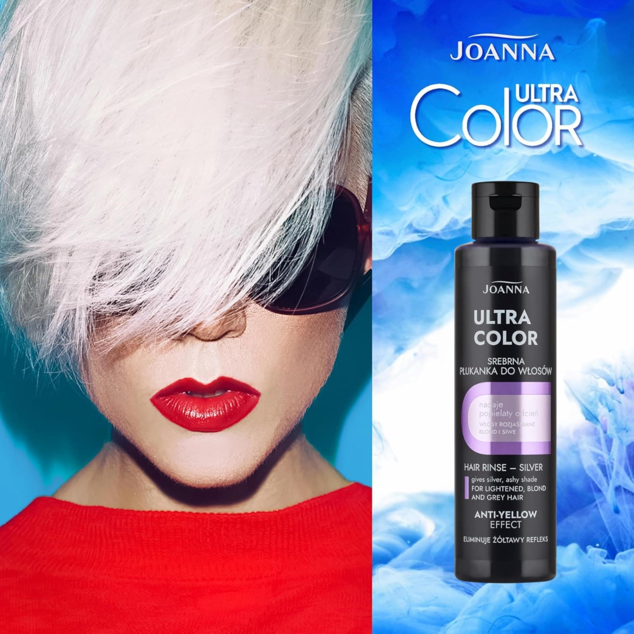 JOANNA Ultra Color sudraba tonējošā balzāma matu kopšanai pret dzeltenumu, pelēks