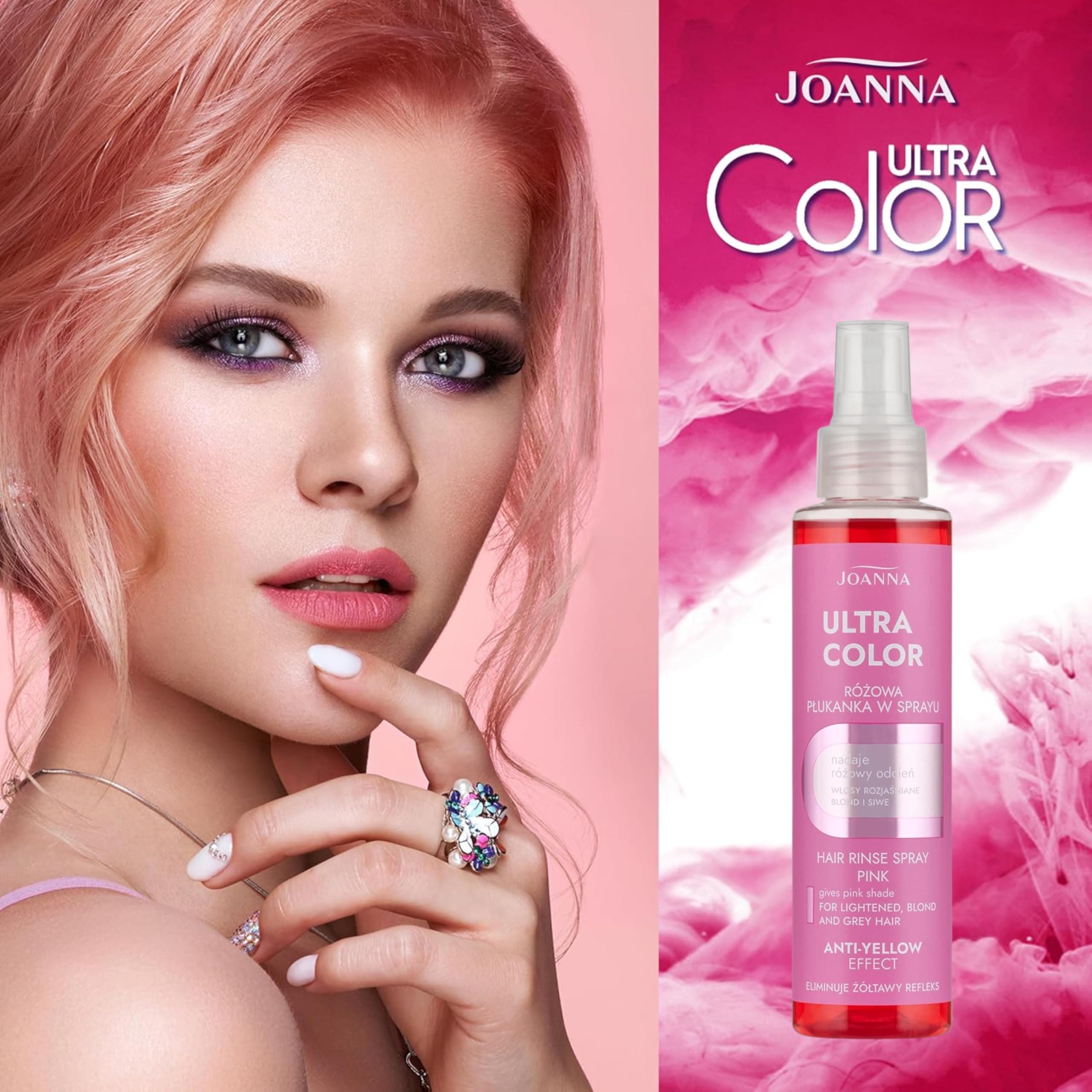 Joanna Ultra Color - Rožā krāsas balzams matu aerosolā