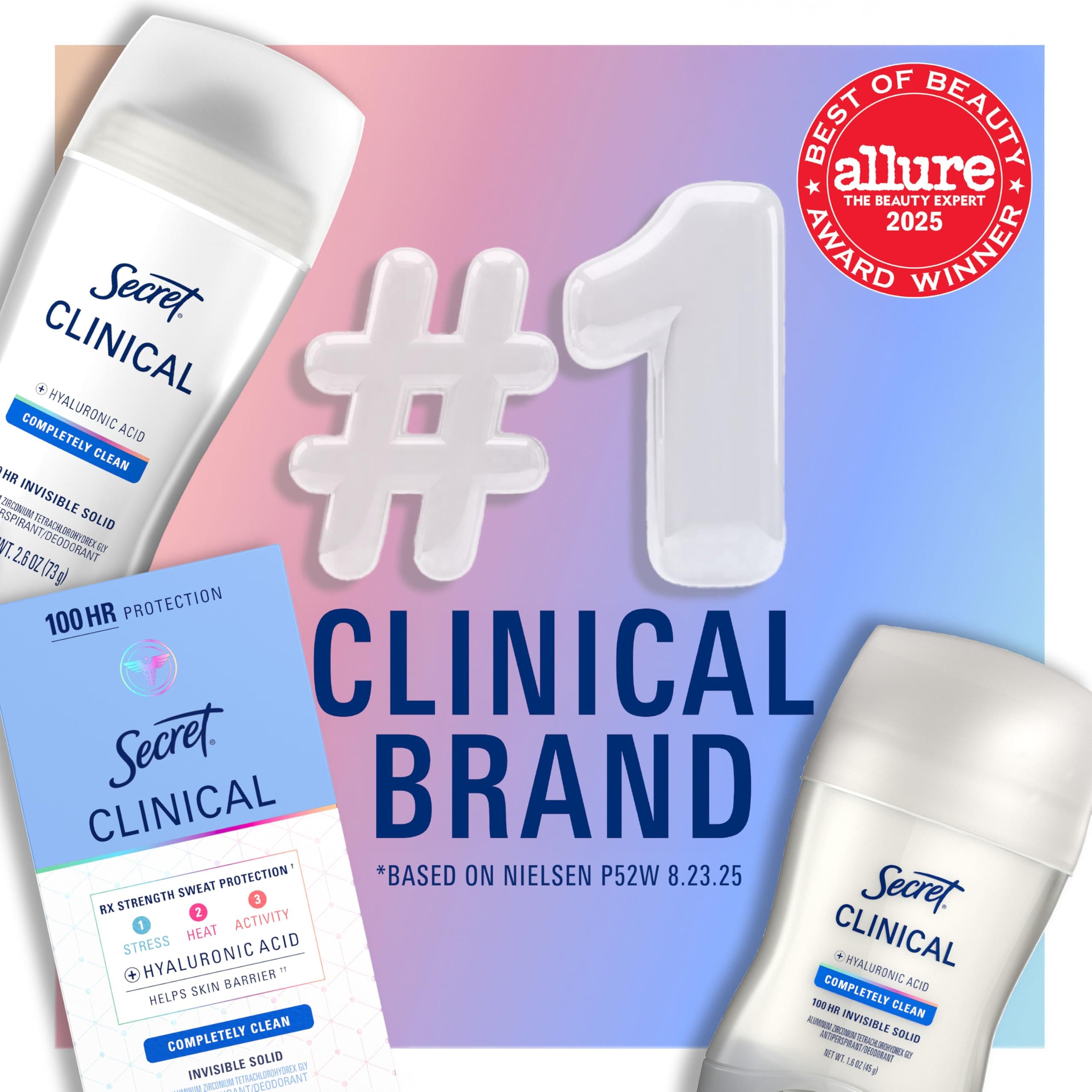 Secret Clinical Strength Pret-sviedru līdzeklis sievietēm, pilnīgi tīrs, 2,6 Oz.