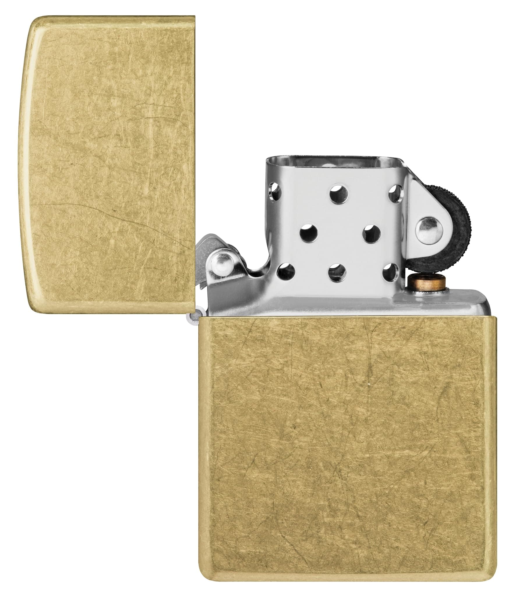 Zippo Sturmfeuerzeug - Street Brass, Base Model - Nachfüllbar - Wiederverwendbar - Windfestes Design - Geschenkbox - Made in USA