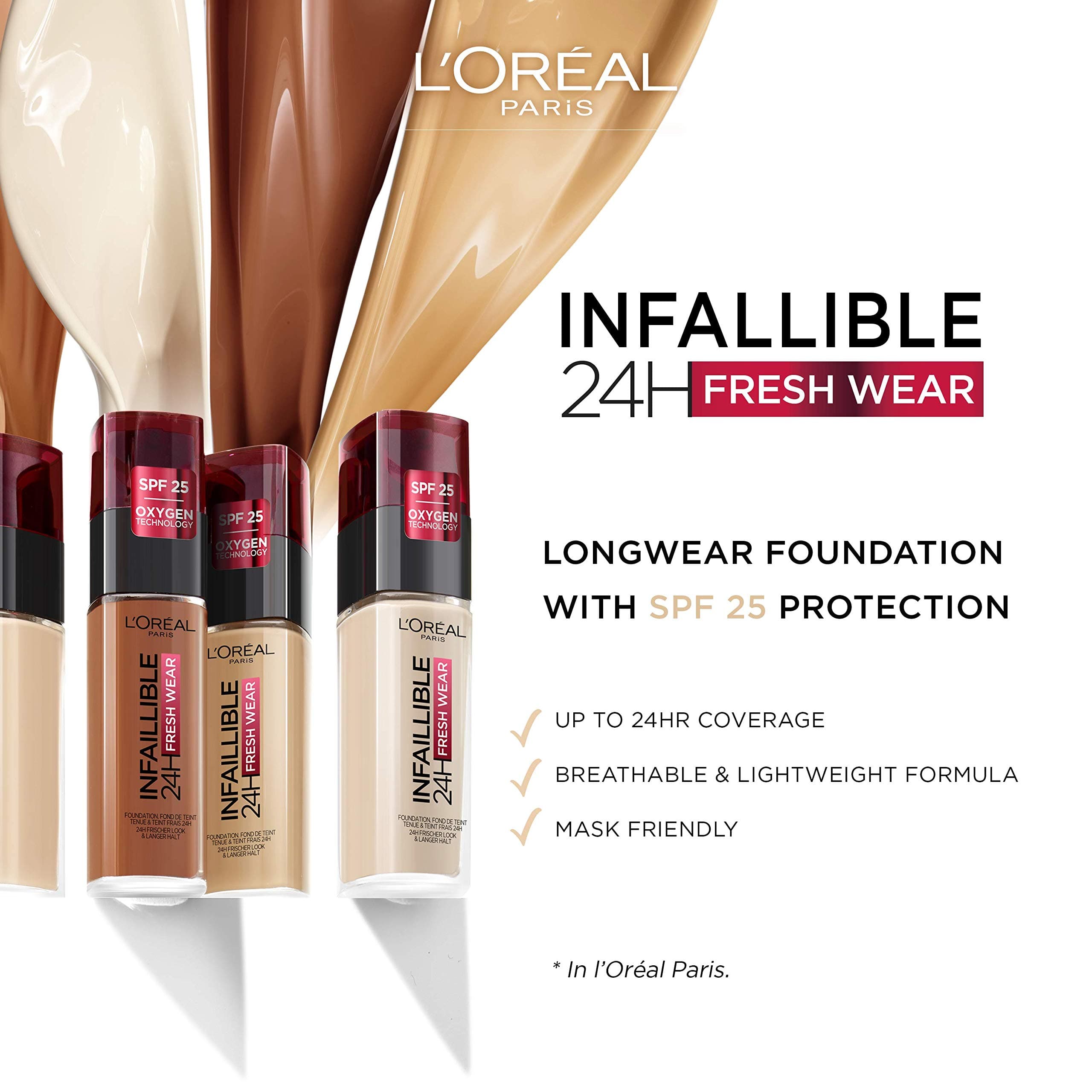 L'Oréal Paris Infaillible 32H Fresh Wear Šķidrais Tonālais Krēms, Nr. 380 Espresso