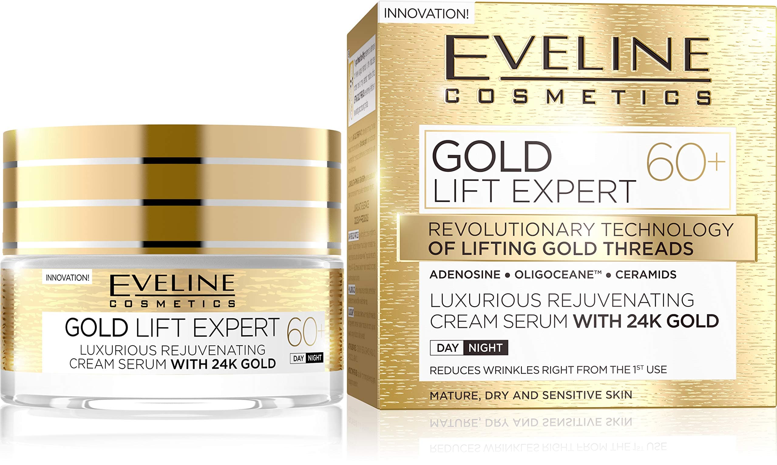 Eveline Cosmetics Luxus Pre-Age krēms-serums ar 24k zeltu