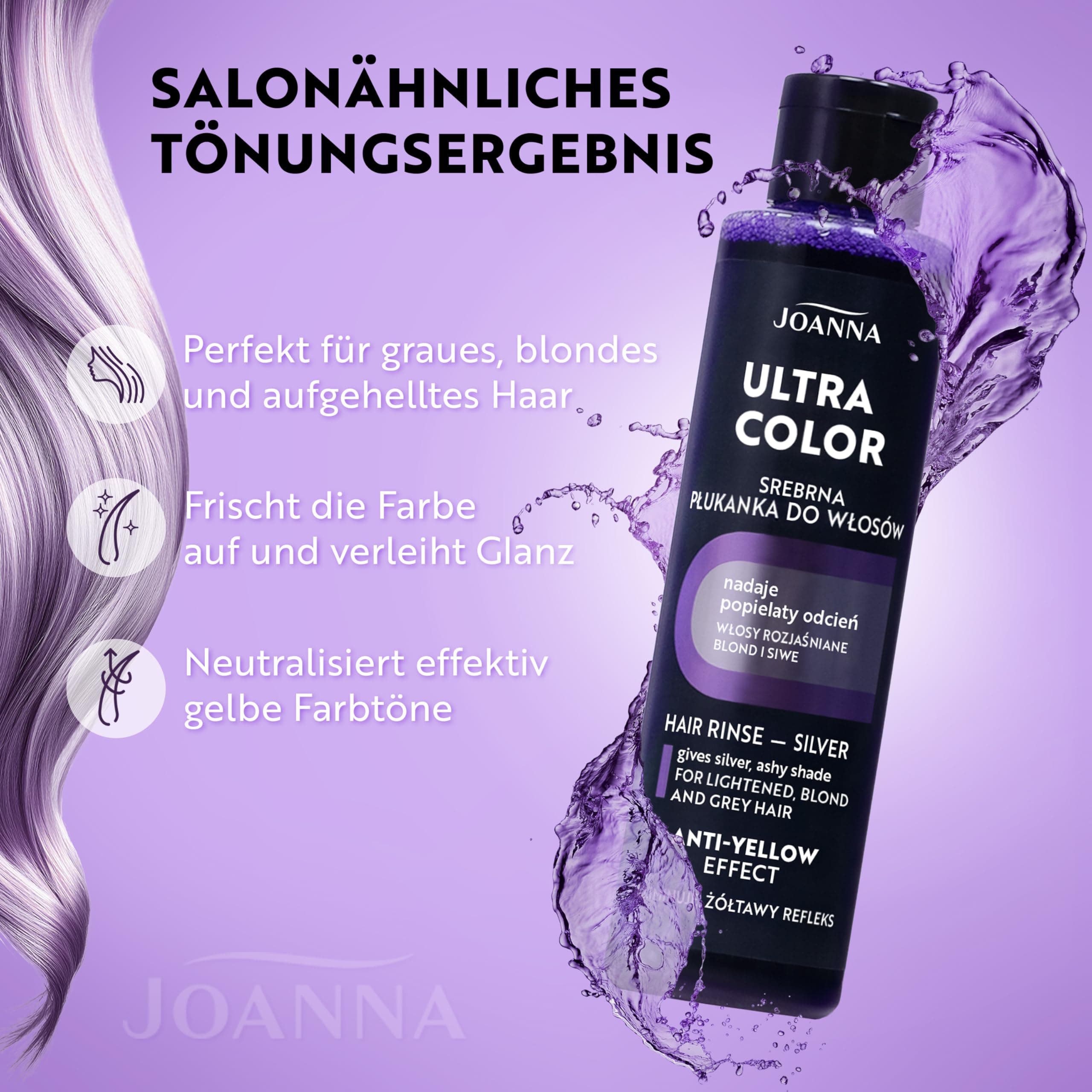 JOANNA Ultra Color sudraba tonējošā balzāma matu kopšanai pret dzeltenumu, pelēks