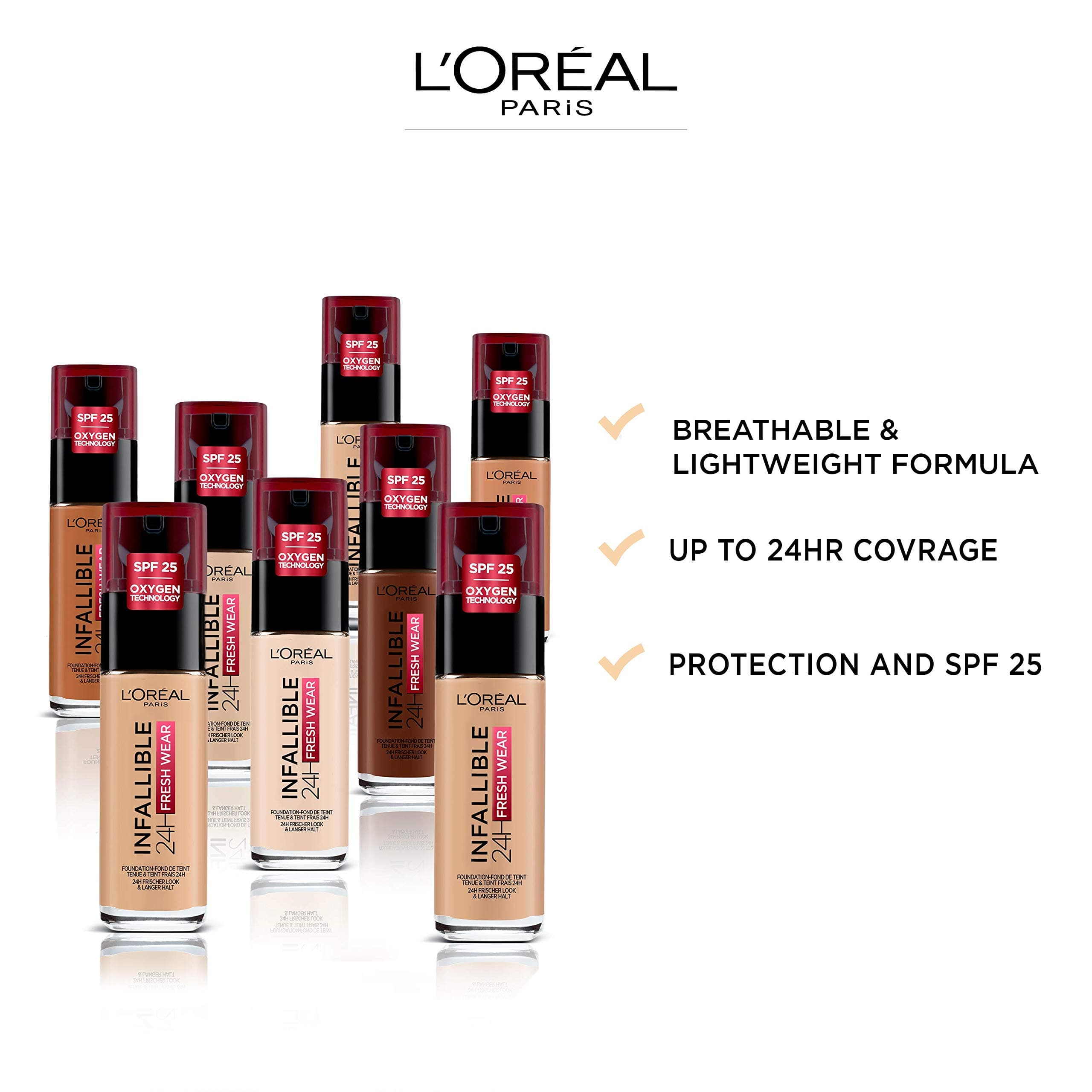 L'Oréal Paris Infaillible 32H Fresh Wear Šķidrais Tonālais Krēms, Nr. 380 Espresso