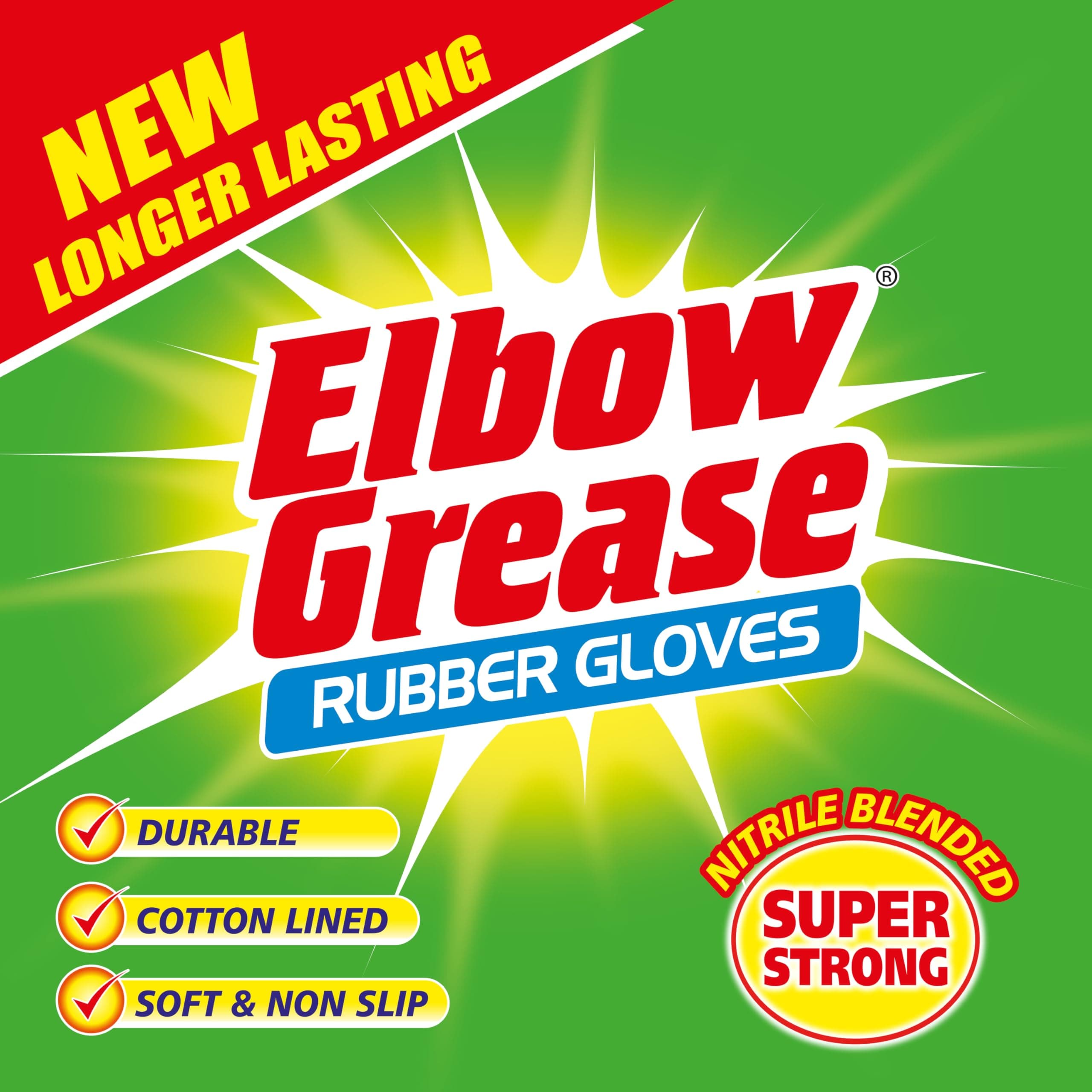 Elbow Grease gumijas cimdi ar kokvilnas oderi, izmērs L