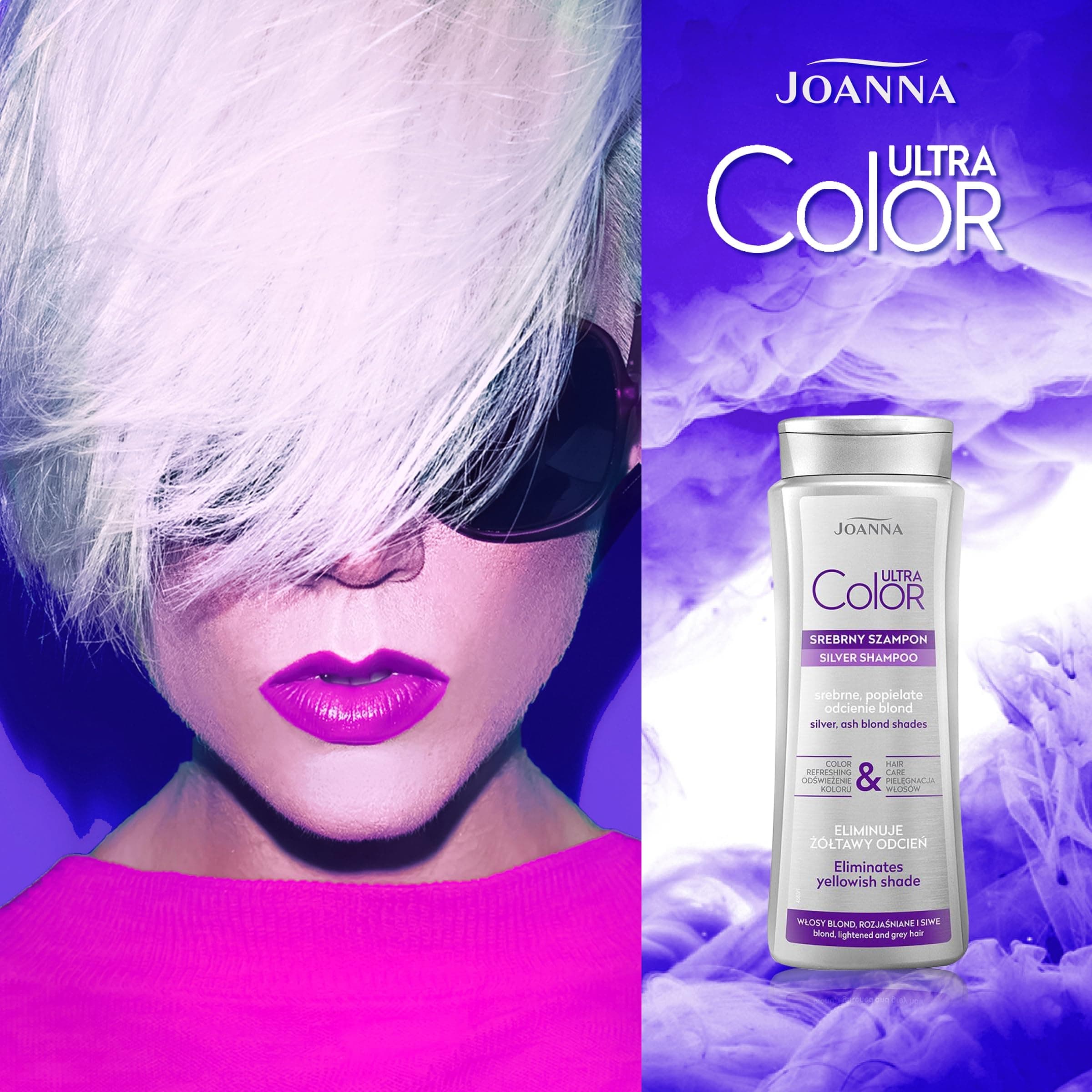 JOANNA Ultra Color Silber Šampūns pret dzelteniem toņiem sievietēm, 400 ml