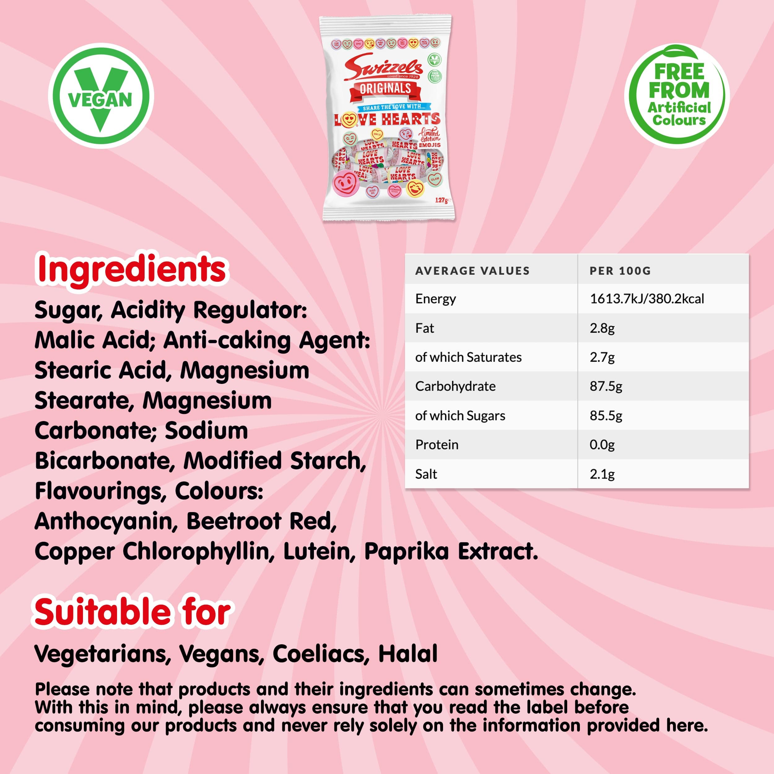 Swizzels Originell Love Hearts - Konfektes 127G