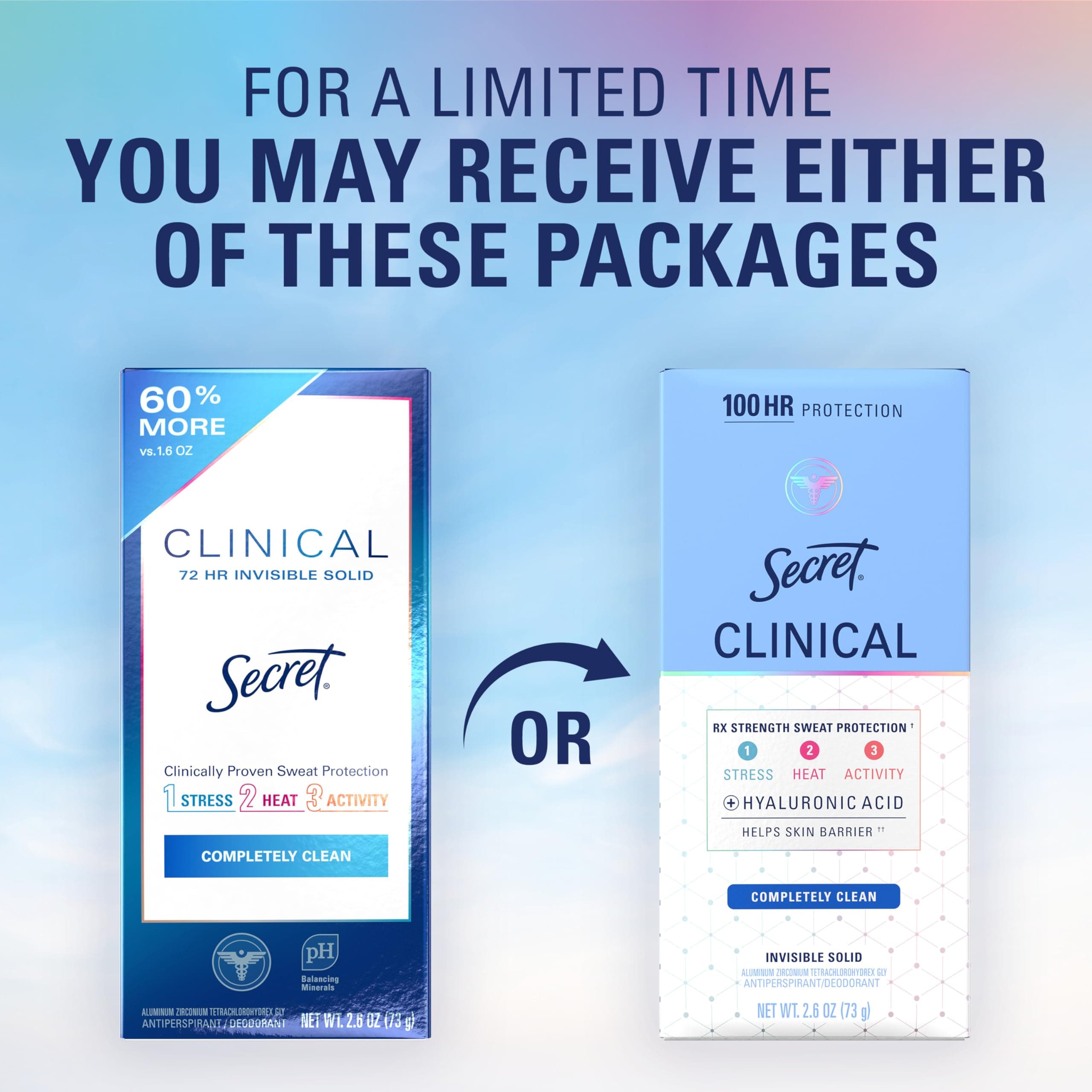 Secret Clinical Strength Pret-sviedru līdzeklis sievietēm, pilnīgi tīrs, 2,6 Oz.