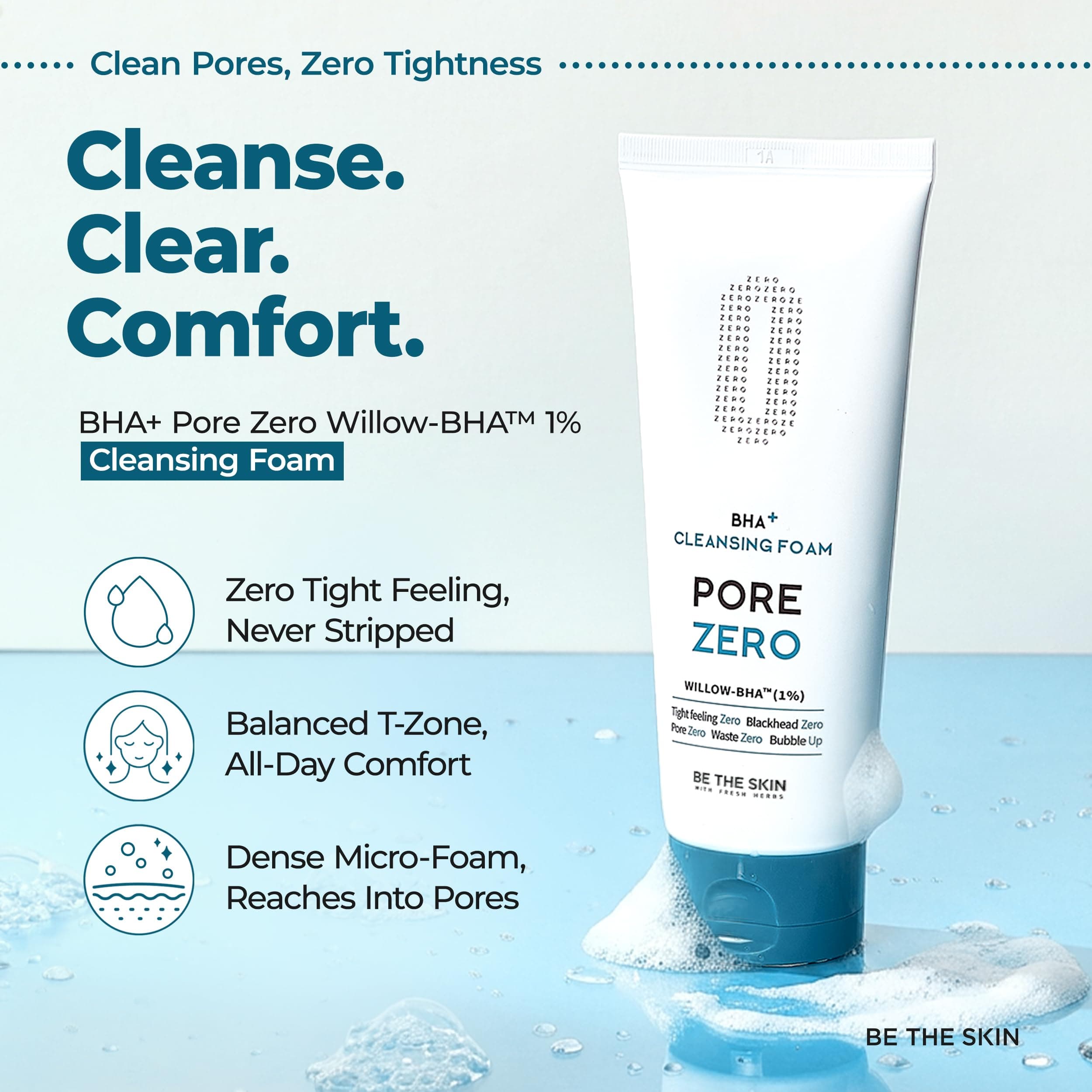 BE THE SKIN BHA+ Pore Zero Reinigungsschaum