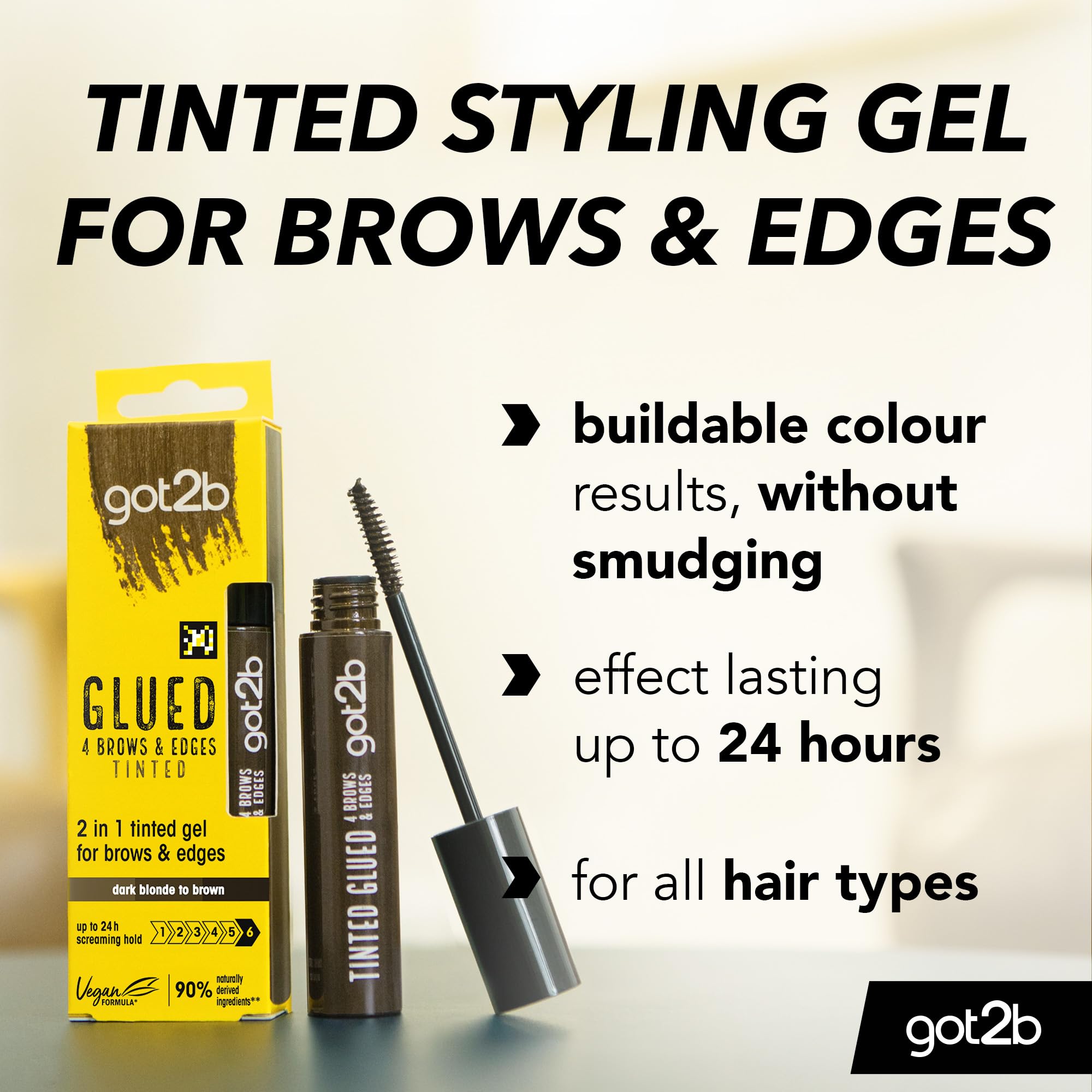 got2b Glued 4 Brows and Edges, Skrūvējošais Gels Acuēnām, Brūns, 16 ml