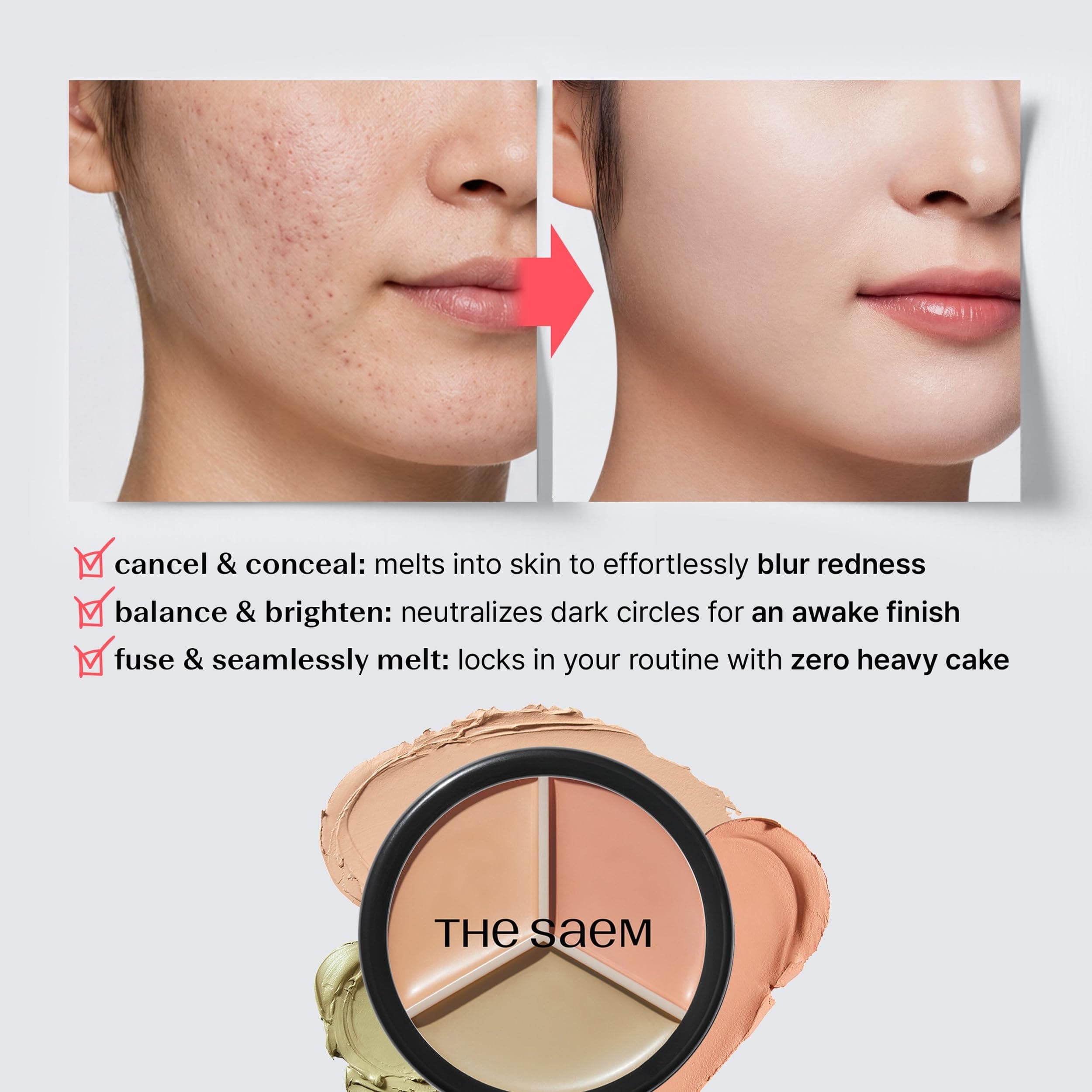 the SAEM Cover Perfection Triple Pot Concealer – 3 toņu korektors