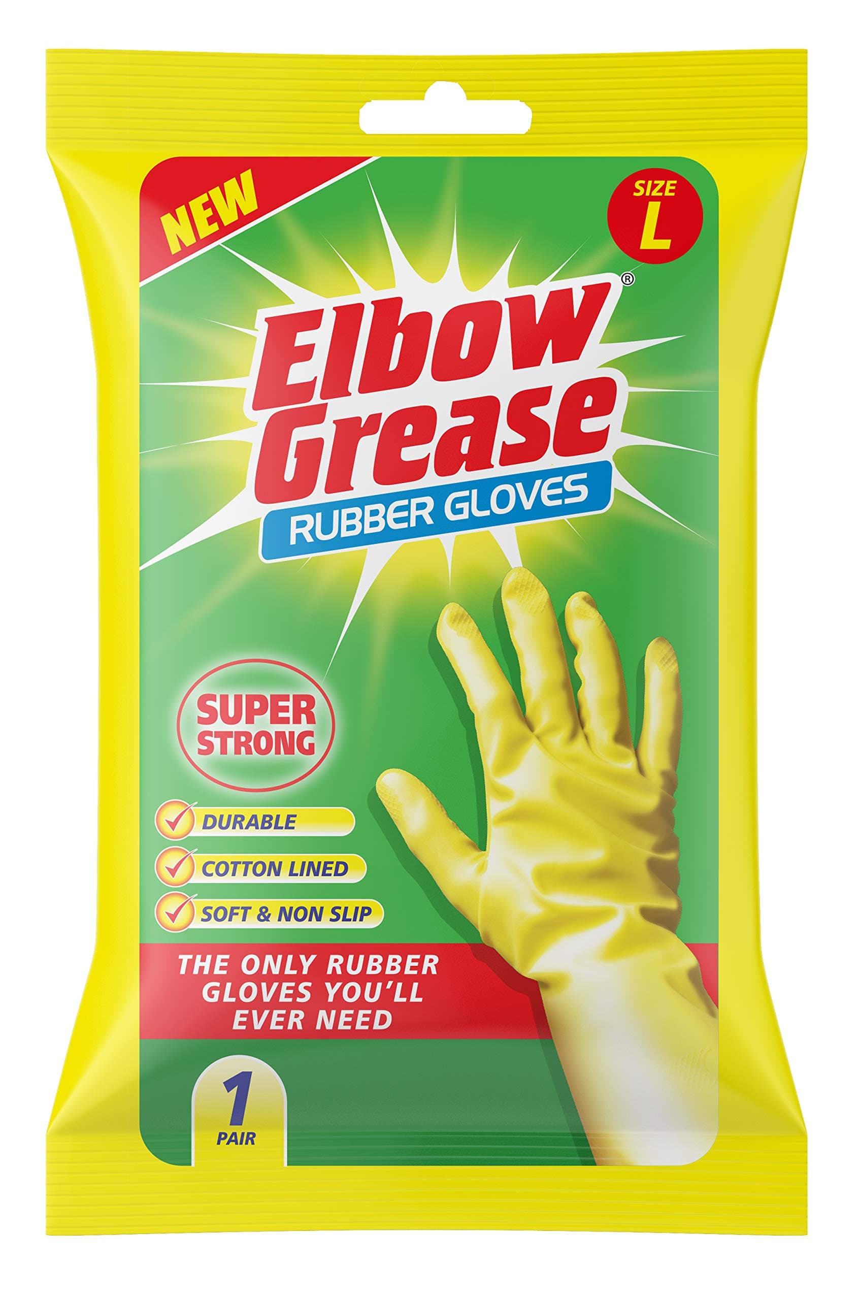 Elbow Grease gumijas cimdi ar kokvilnas oderi, izmērs L