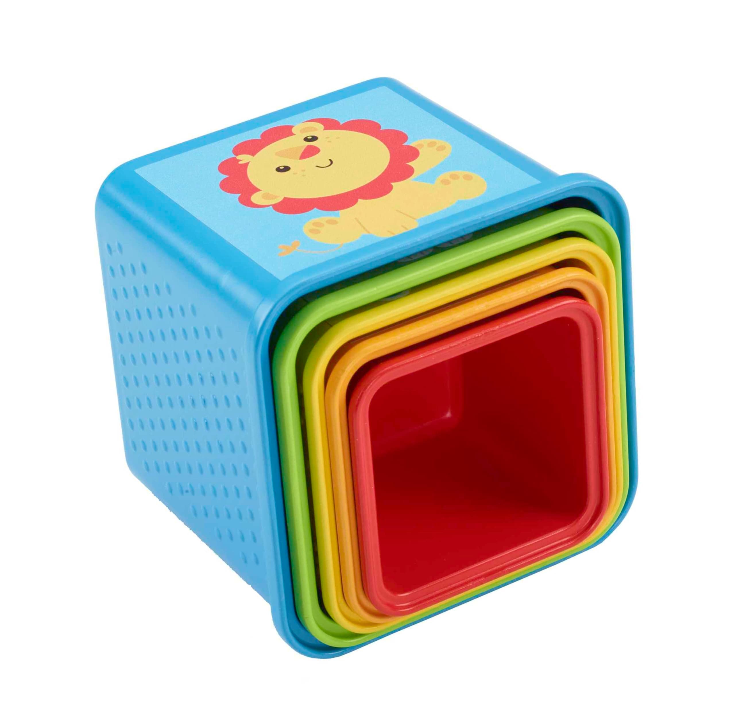 Fisher-Price Kraukšķīgie kluči - 5 kluči ar figūrām, cipariem un priekšmetiem
