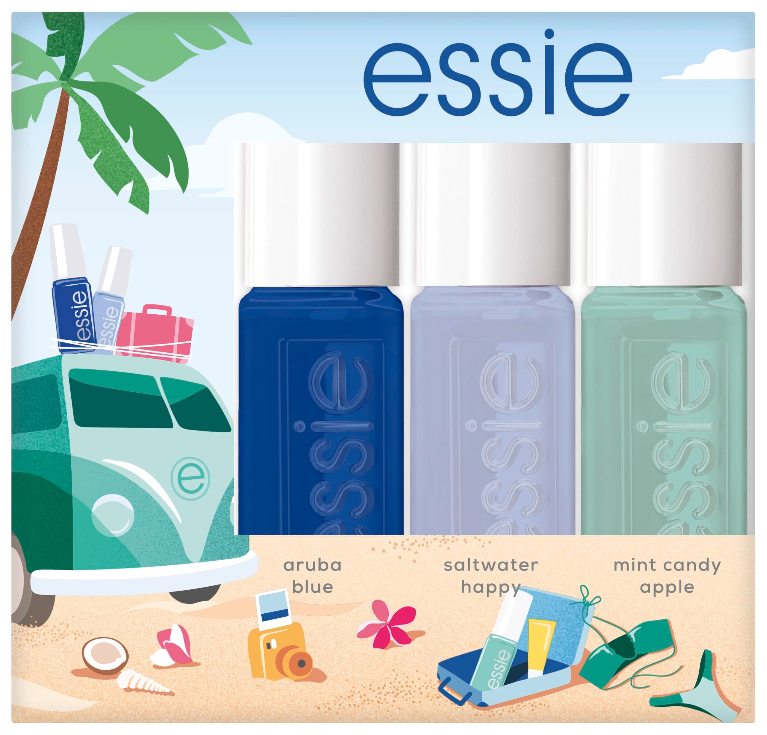 essie Nail Polish Mini Trio Kit Nr. 92 Aruba Blue, 374 Saltwater Happy, 99 Mint Candy Apple