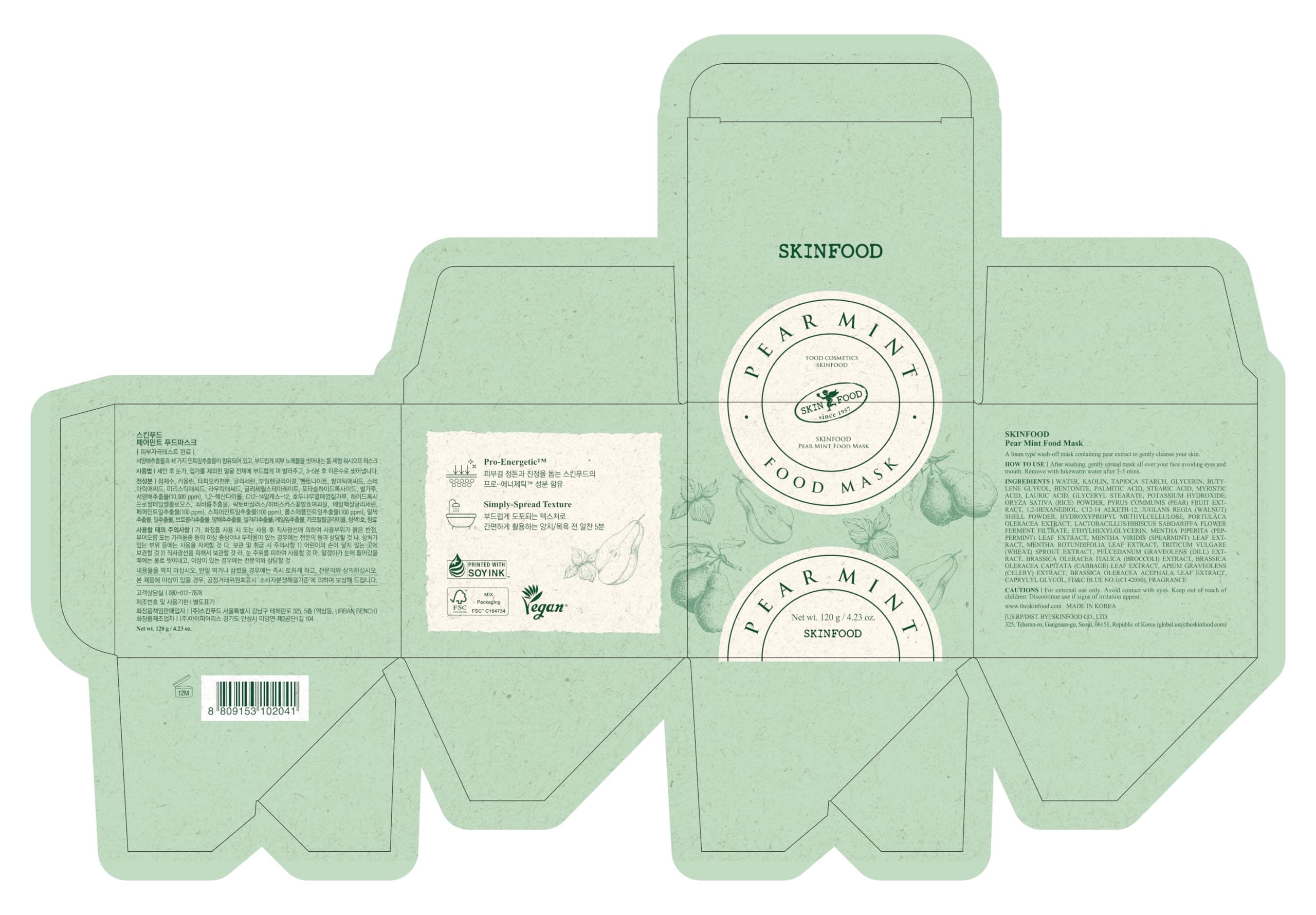 SKINFOOD 1957 Pear Mint Lebensmittel Maske 120g