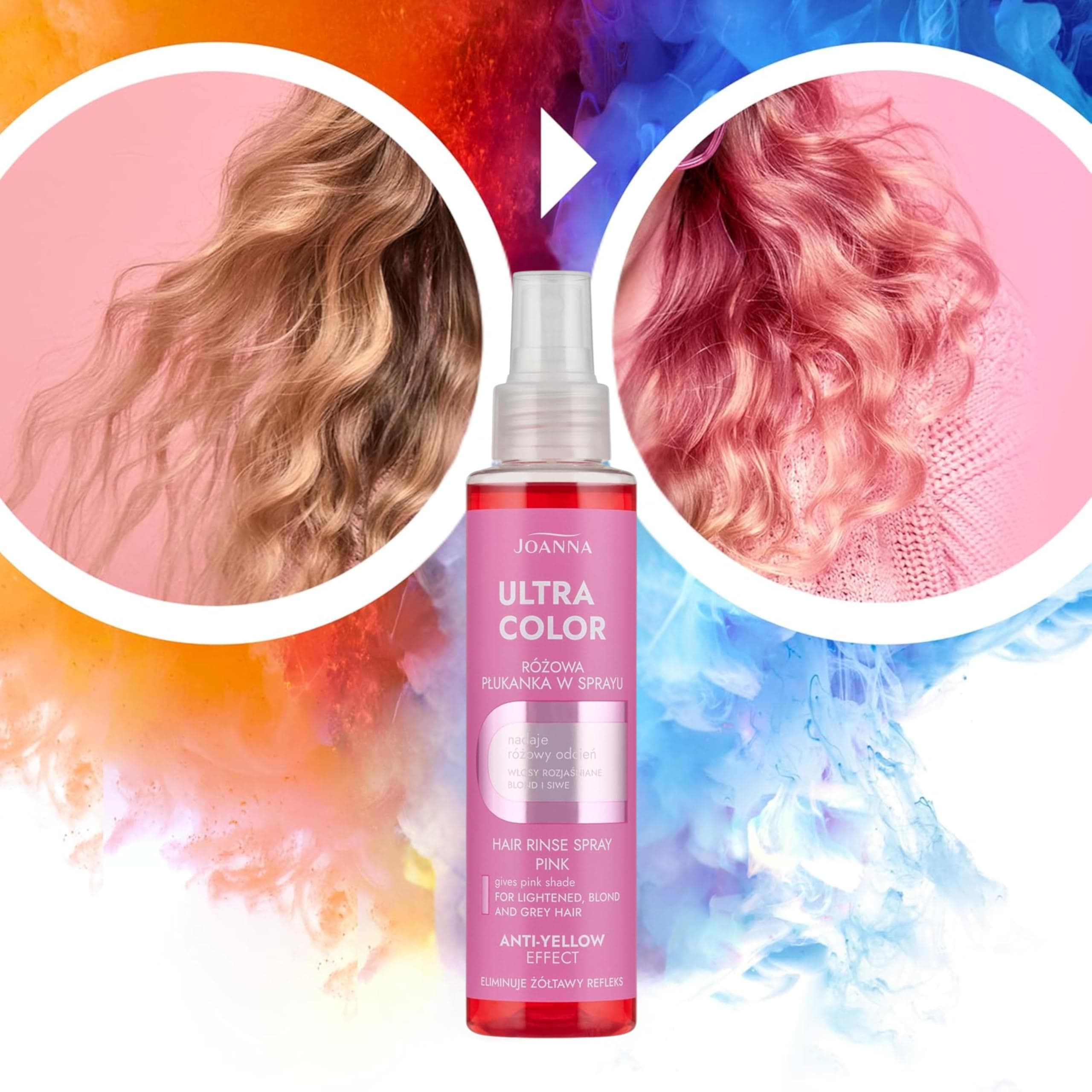 Joanna Ultra Color - Rožā krāsas balzams matu aerosolā