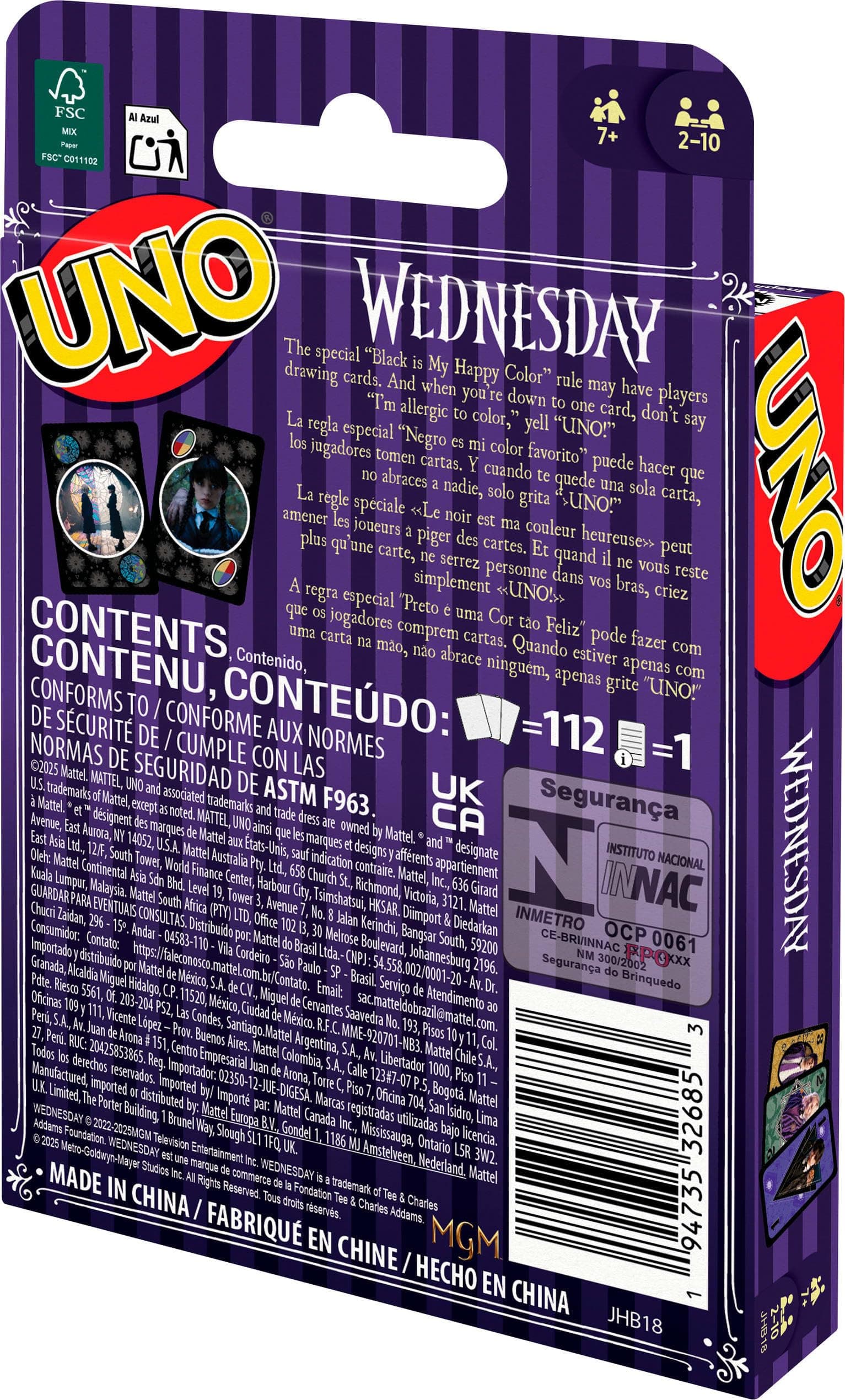 Mattel Games UNO Wednesday Kartenspiel