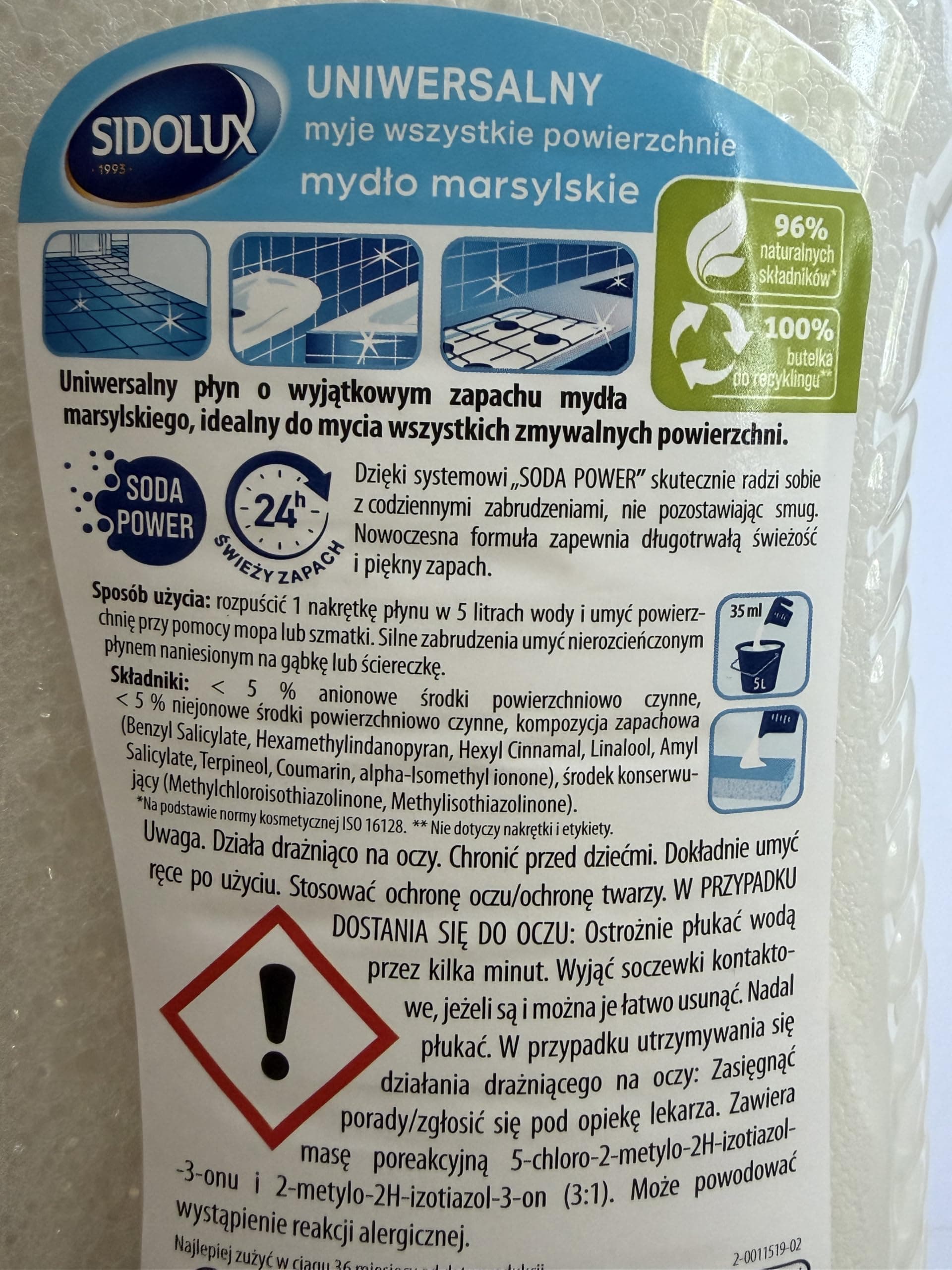 SIDOLUX Universālais tīrīšanas līdzeklis ar Marseļas ziepju aromātu, 1L