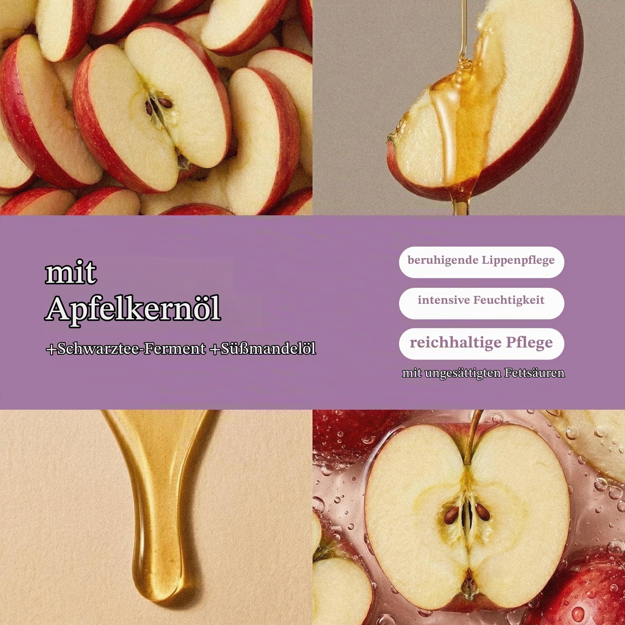 NOONI Appleblacktea Lip Oil – Getöntes Lippenöl mit Apfelkernöl, 3,55 ml