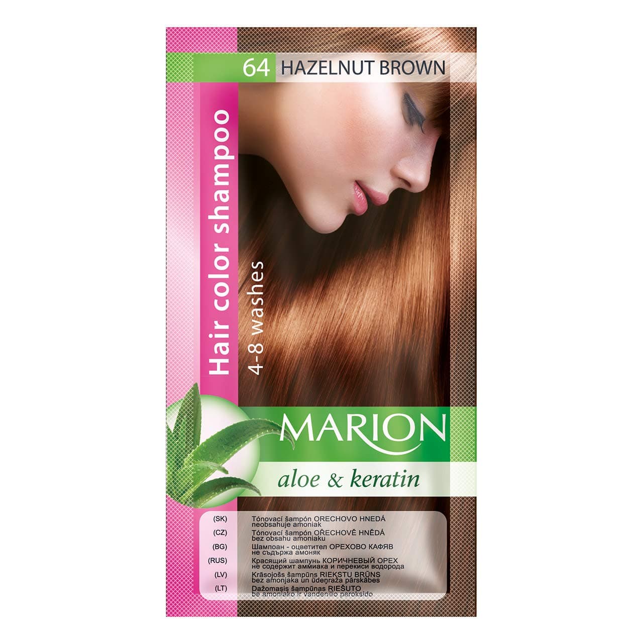 Marion Haarfärbe-Shampoo im Beutel, semi-dauerhafte Farbe, Haltbarkeit 4 bis 8 Wäschen, mit Aloe und Keratin